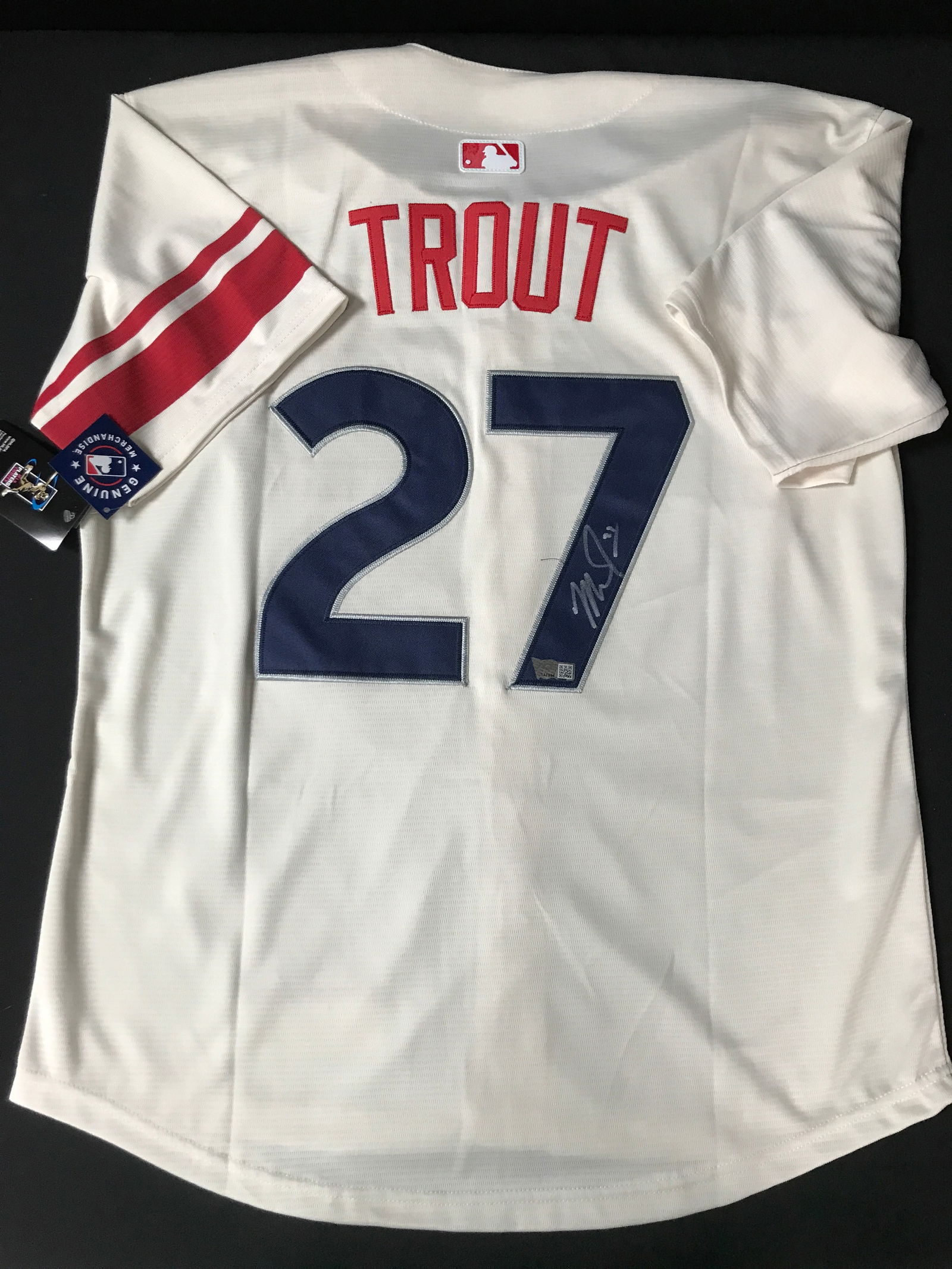 MIKE TROUT SIGNED L.A ANGELS RETRO JERSEY ACE COA (1 of 3)