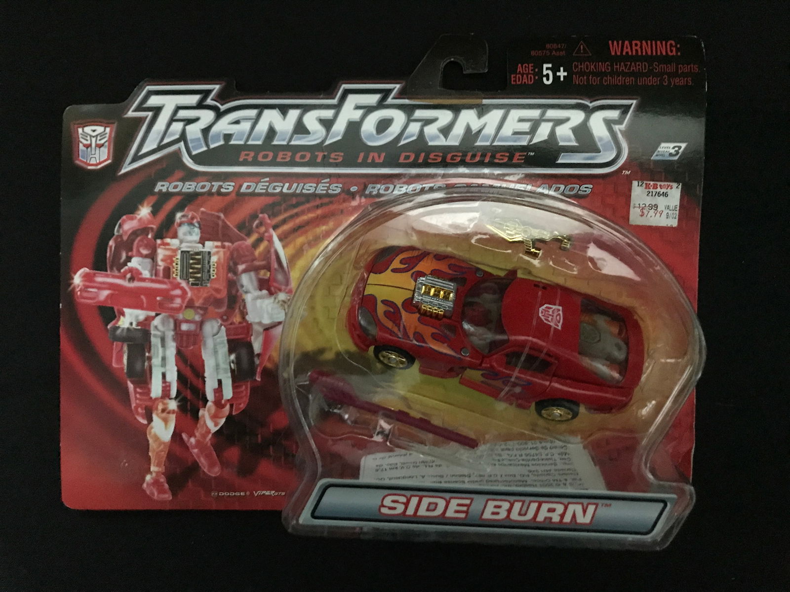 TRANSFORMERS SIDE BURN IN ORIGINAL PACKAGING (1 of 2)