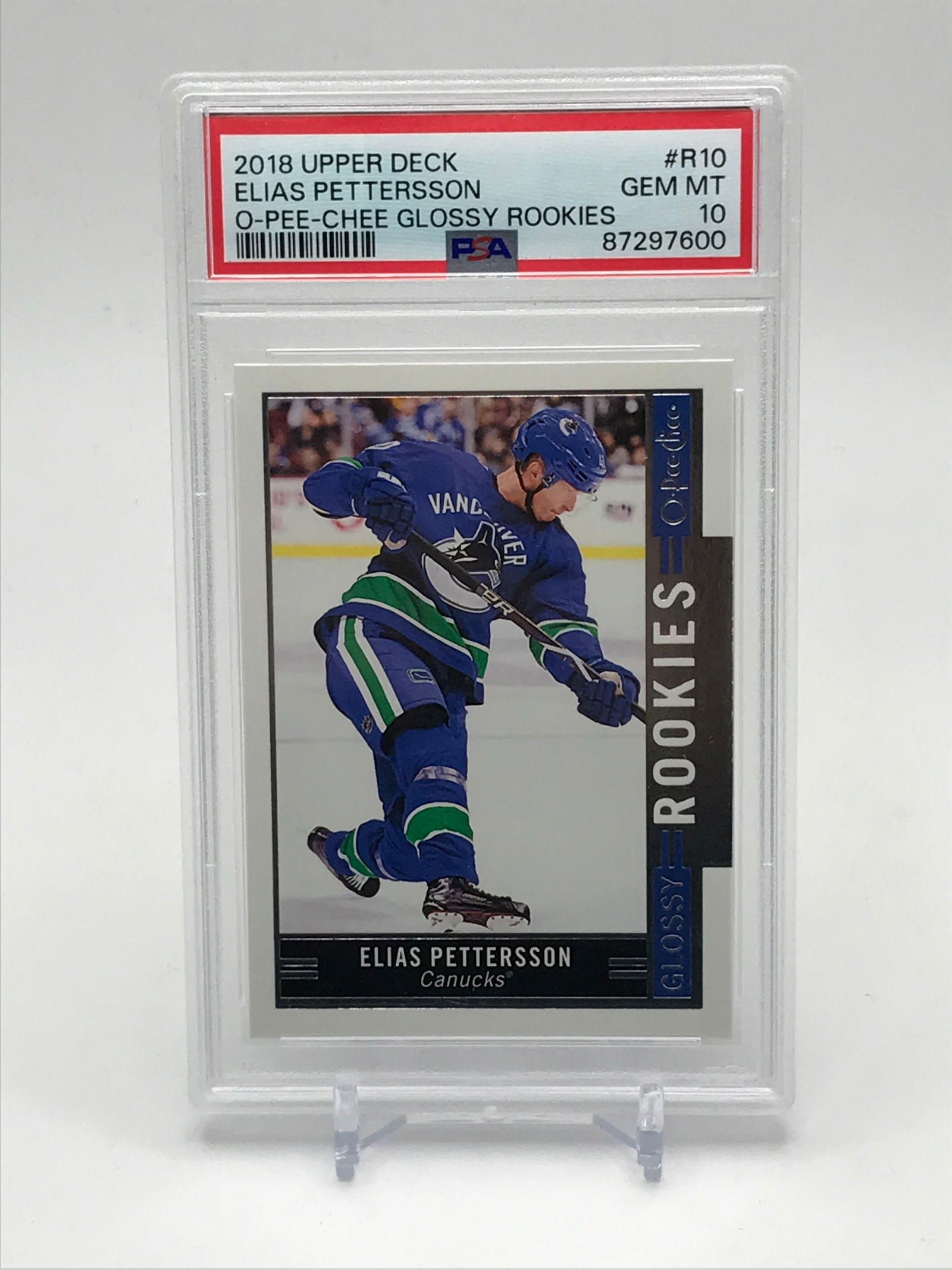 2018 UPPER DECK ELIAS PETTERSSON OPC GLOSSY ROOKIES TRADING CARD - PSA GRADE 10 (1 of 1)