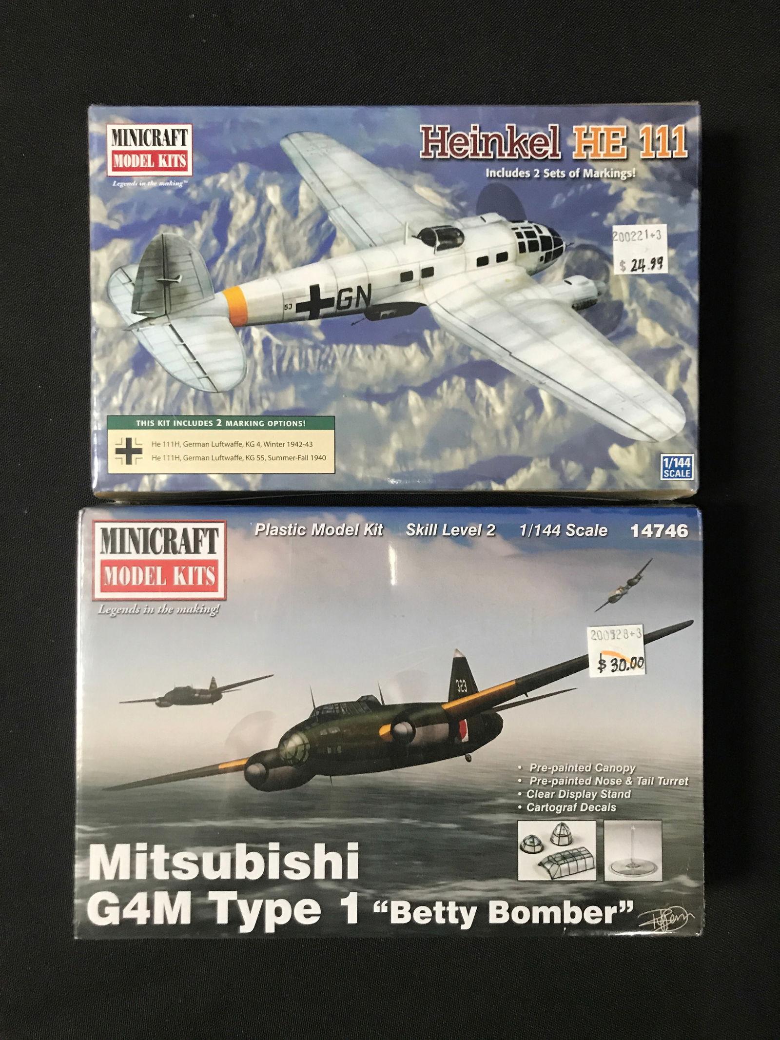 LOT OF 2 MINICRAFT MODEL AIRCRAFT  KITS IN ORIGINAL PACKAGING (1 of 1)
