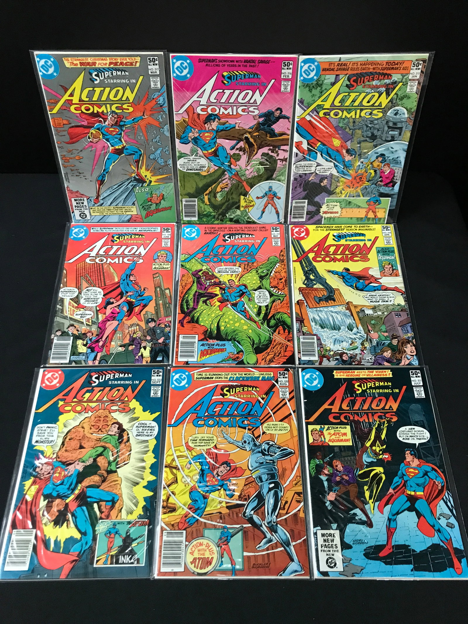 LOT OF 9 ACTION COMICS - DC COMICS: Prices are in Canadian dollars