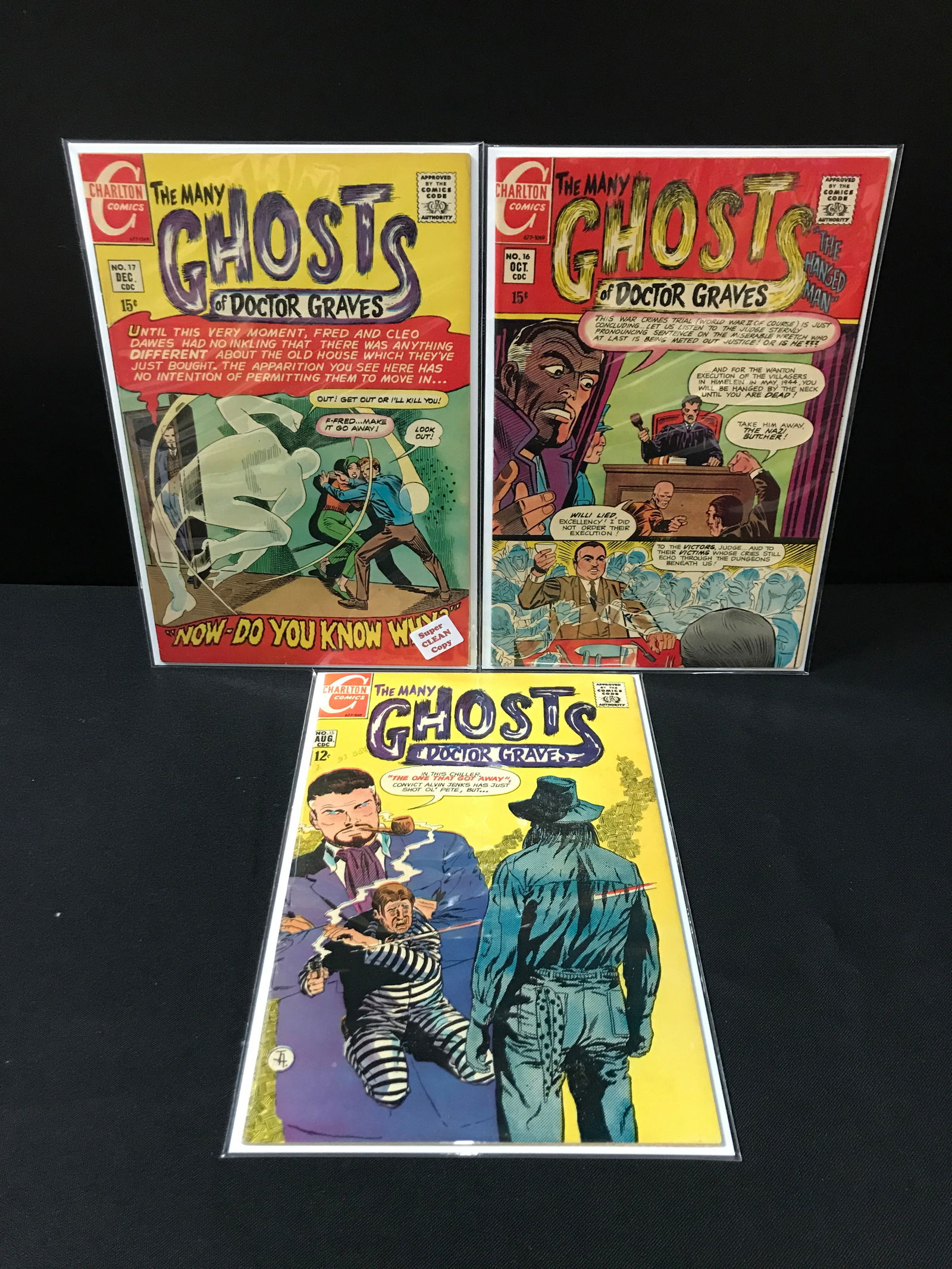 LOT OF 3 THE MANY GHOSTS OF DR GRAVES COMICS - CHARLTON COMICS: Prices are in Canadian Dollars