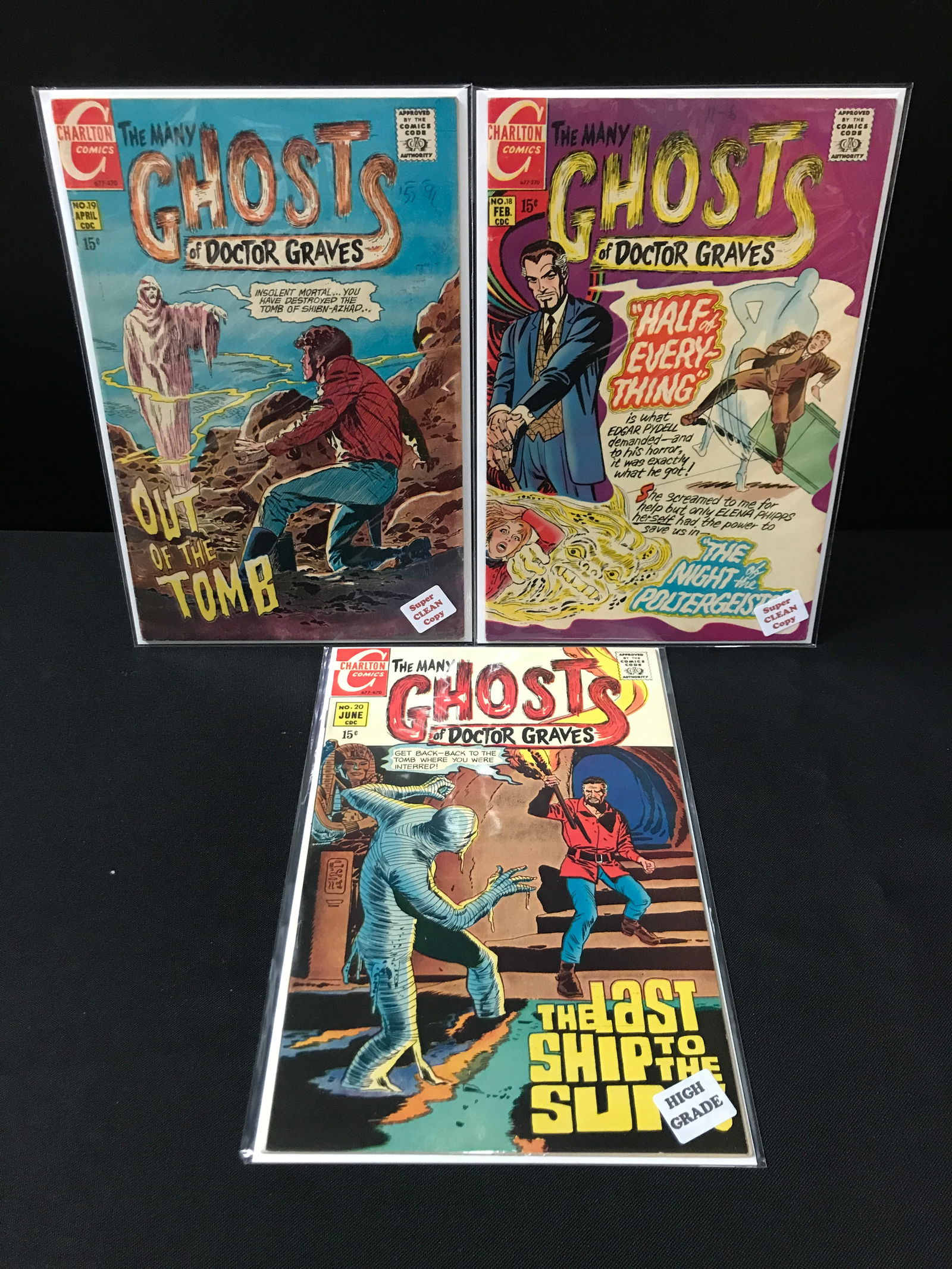 LOT OF 3 THE MANY GHOSTS OF DR GRAVES COMICS - CHARLTON COMICS: Prices are in Canadian Dollars