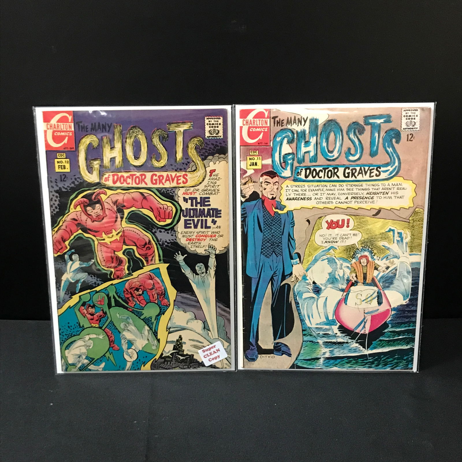 LOT OF 2 OF THE MANY GHOSTS OF DOCTOR GRAVES #11-12 - CHARLTON COMICS: Prices are in Canadian Dollars
