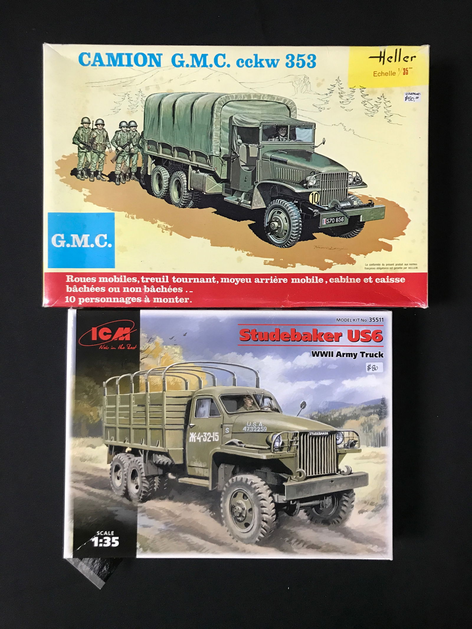 LOT OF 2 UNBUILT MODEL MILITARY VEHICLES  IN ORIGINAL BOXES (1 of 1)