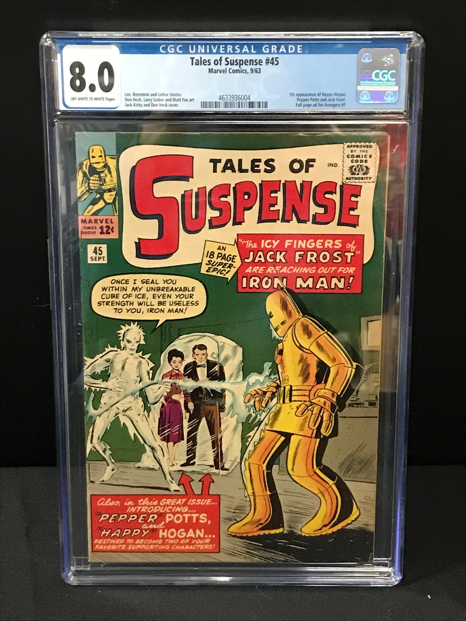 BIG KEY TALES OF SUSPENSE NO.45 BY MARVEL COMICS - CGC GRADE 8: 1ST APPEARANCE HAPPY HOGAN AND PEPPER POTTS Prices are in Canadian dollars