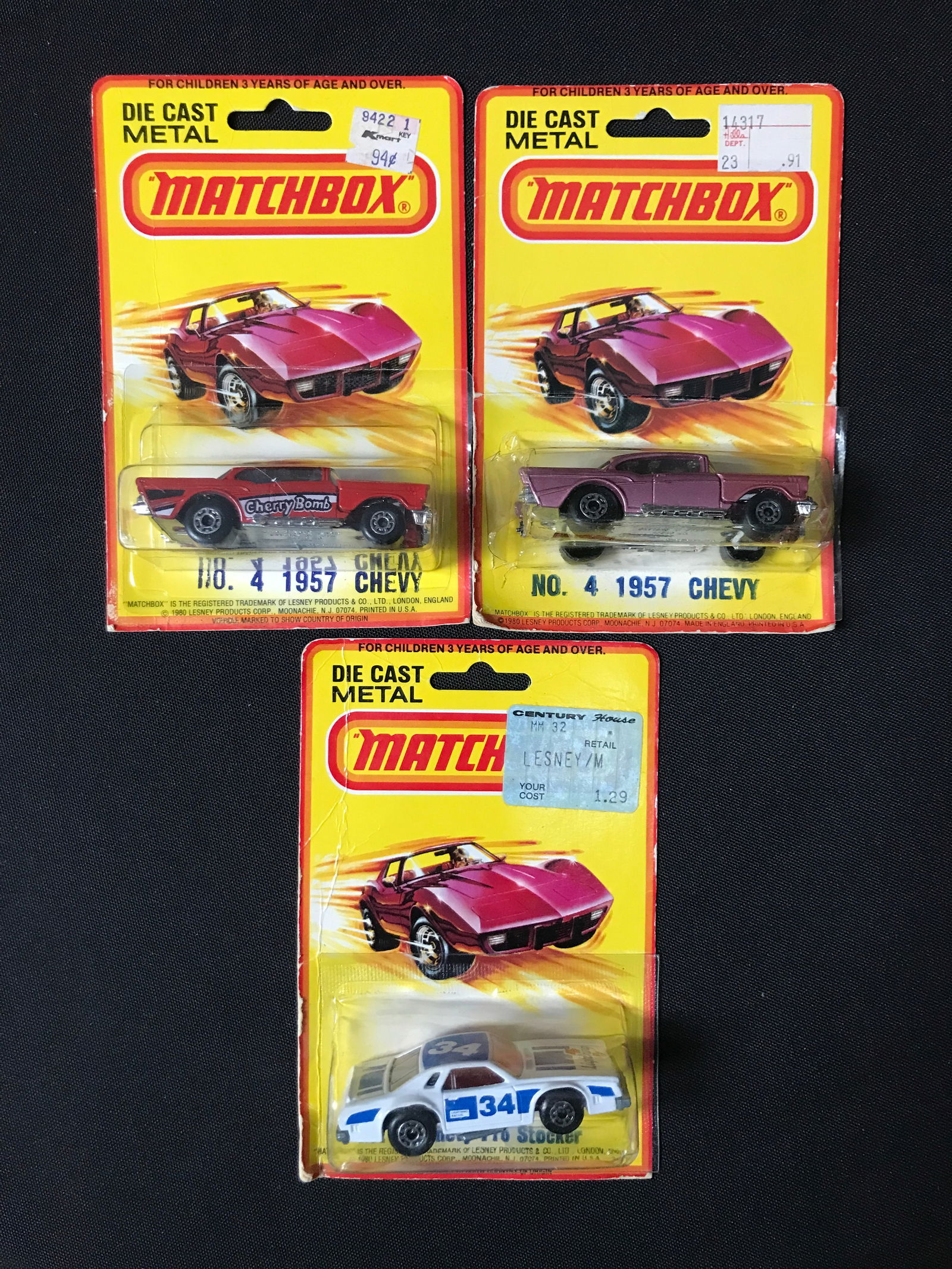 LOT OF 3 1980 MATCHBOX DIE CAST METAL CARS - IN ORIGINAL PACKAGING: Prices are in Canadian dollars