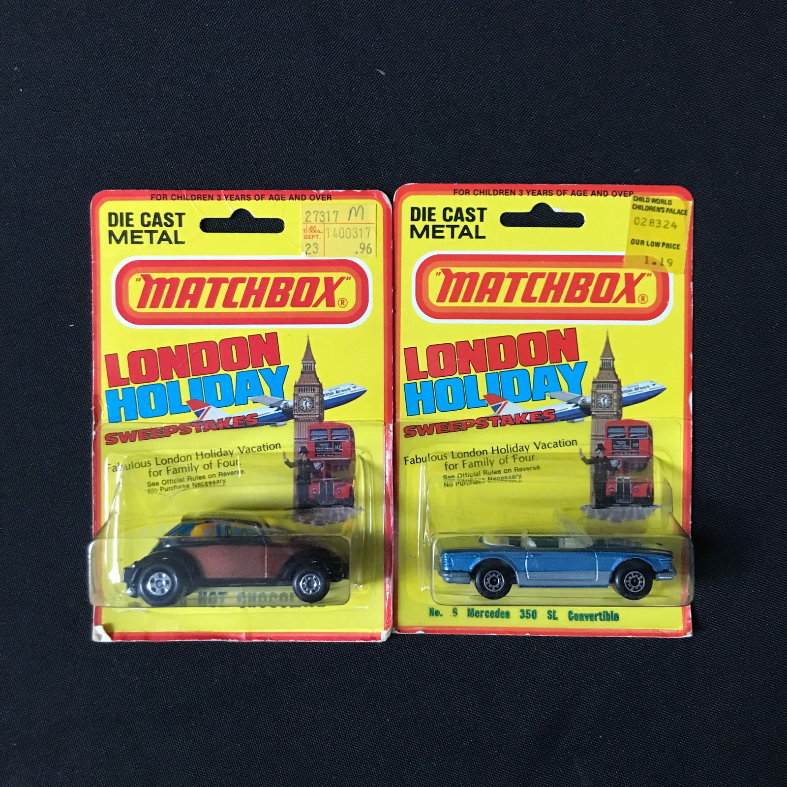 LOT OF 2 1980 MATCHBOX DIE CAST METAL CARS - IN ORIGINAL PACKAGING: Prices are in Canadian dollars