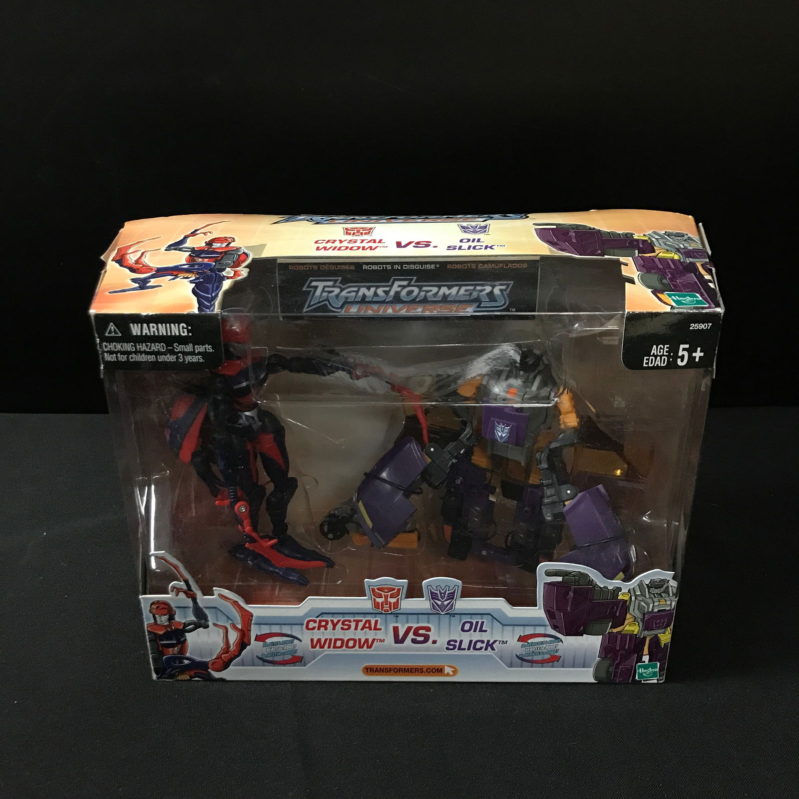 VINTAGE TRANSFORMERS UNIVERSE CRYSTAL WIDOW VS OIL SLICK ACTION FIGURES IN ORIGINAL BOX: Prices are in Canadian Dollars
