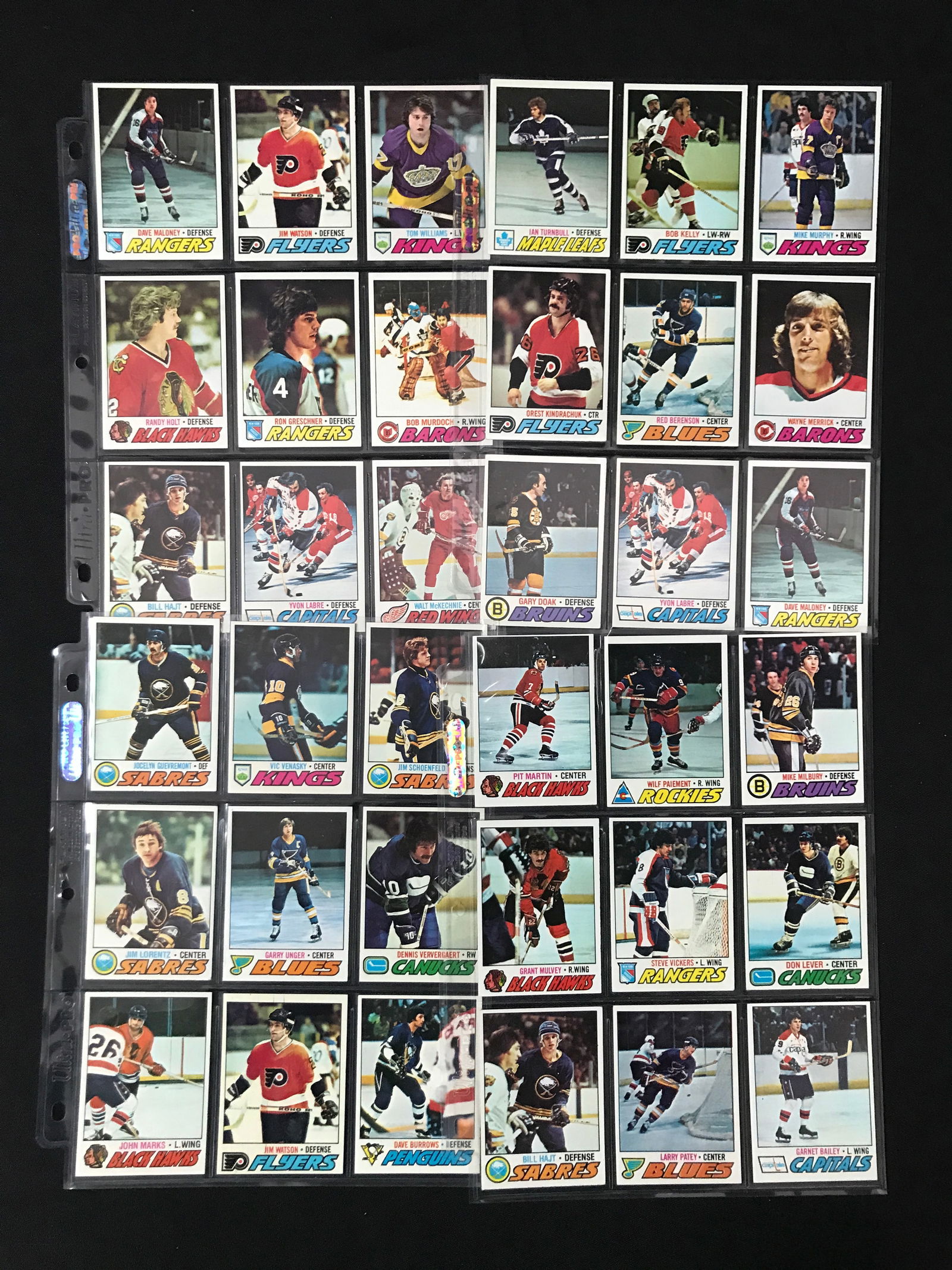 LARGE LOT OF VINTAGE HOCKEY TRADING CARDS IN PLASTIC SLEEVES: Prices are in Canadian dollars