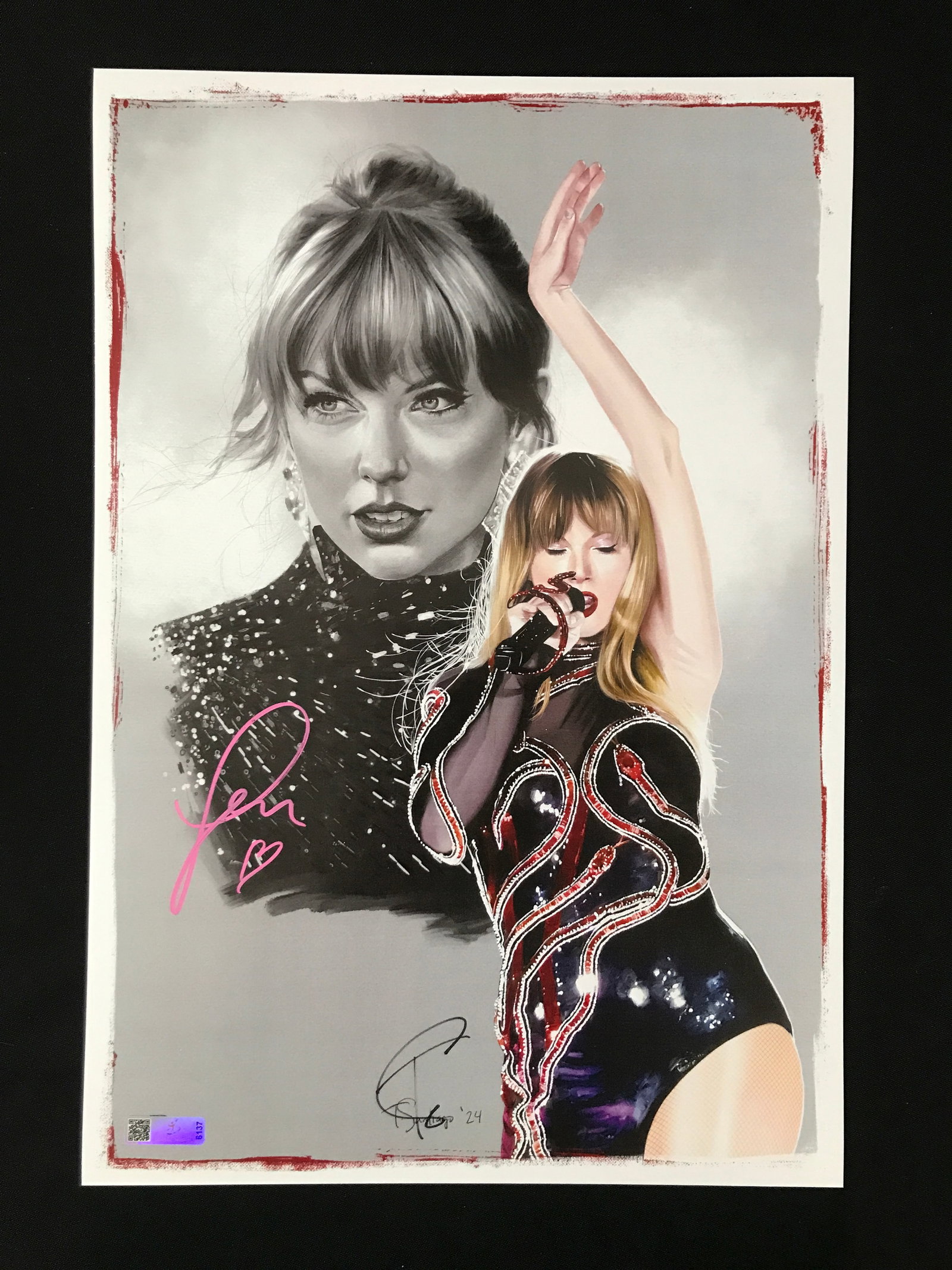 TAYLOR SWIFT SIGNED 11 X 18 PRINT - CELEBRITY AUTHENTICS COA: Prices are in Canadian dollars