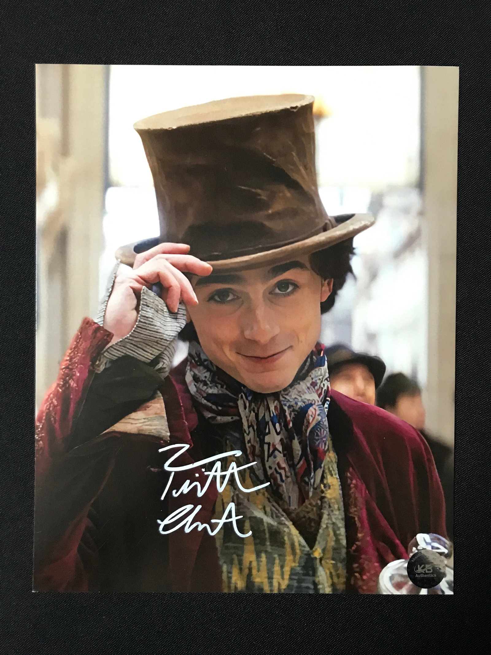 TIMOTHEE CHALAMET SIGNED WILLY WONKA 8X10 - KB COA: Prices are in Canadian dollars