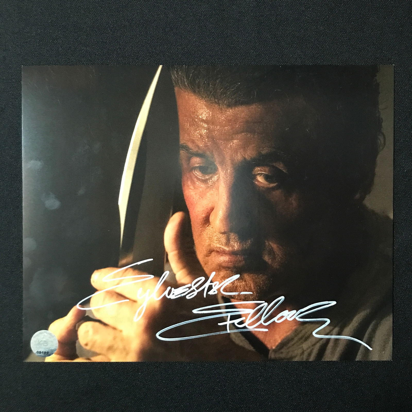 SYLVESTER STALLONE SIGNED RAMBO 8X10 - KB COA (1 of 1)