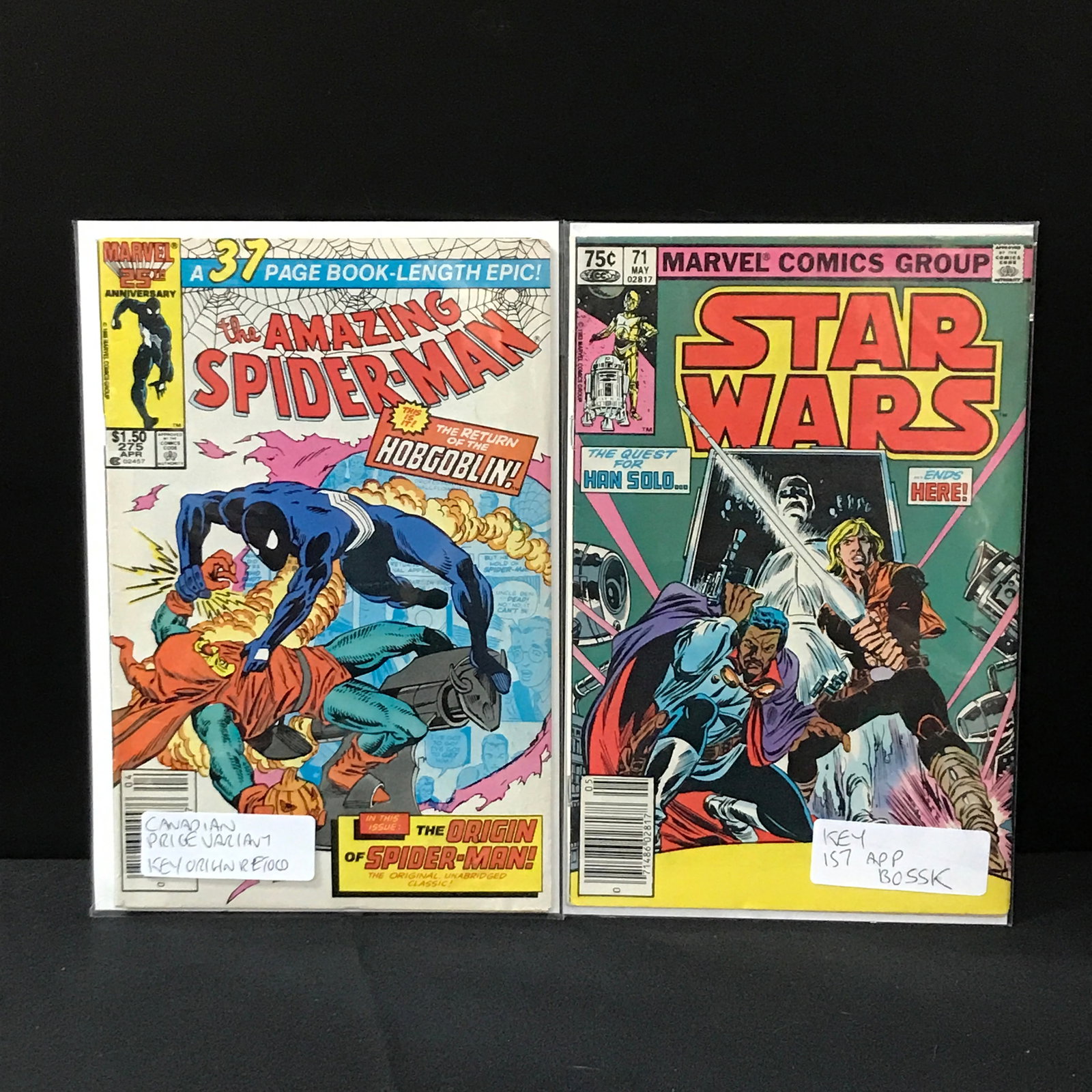 LOT OF 2 MARVEL COMICS: Prices are in Canadian dollars