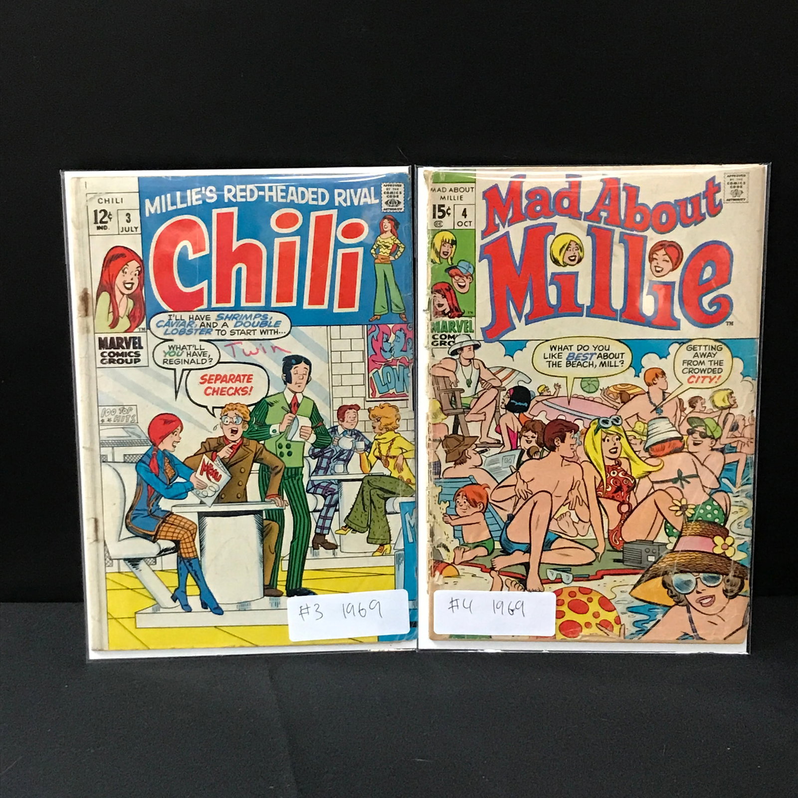 LOT OF 2 COMICS - MILLIE AND CHILLI COMICS (1969): Prices are in Canadian dollars