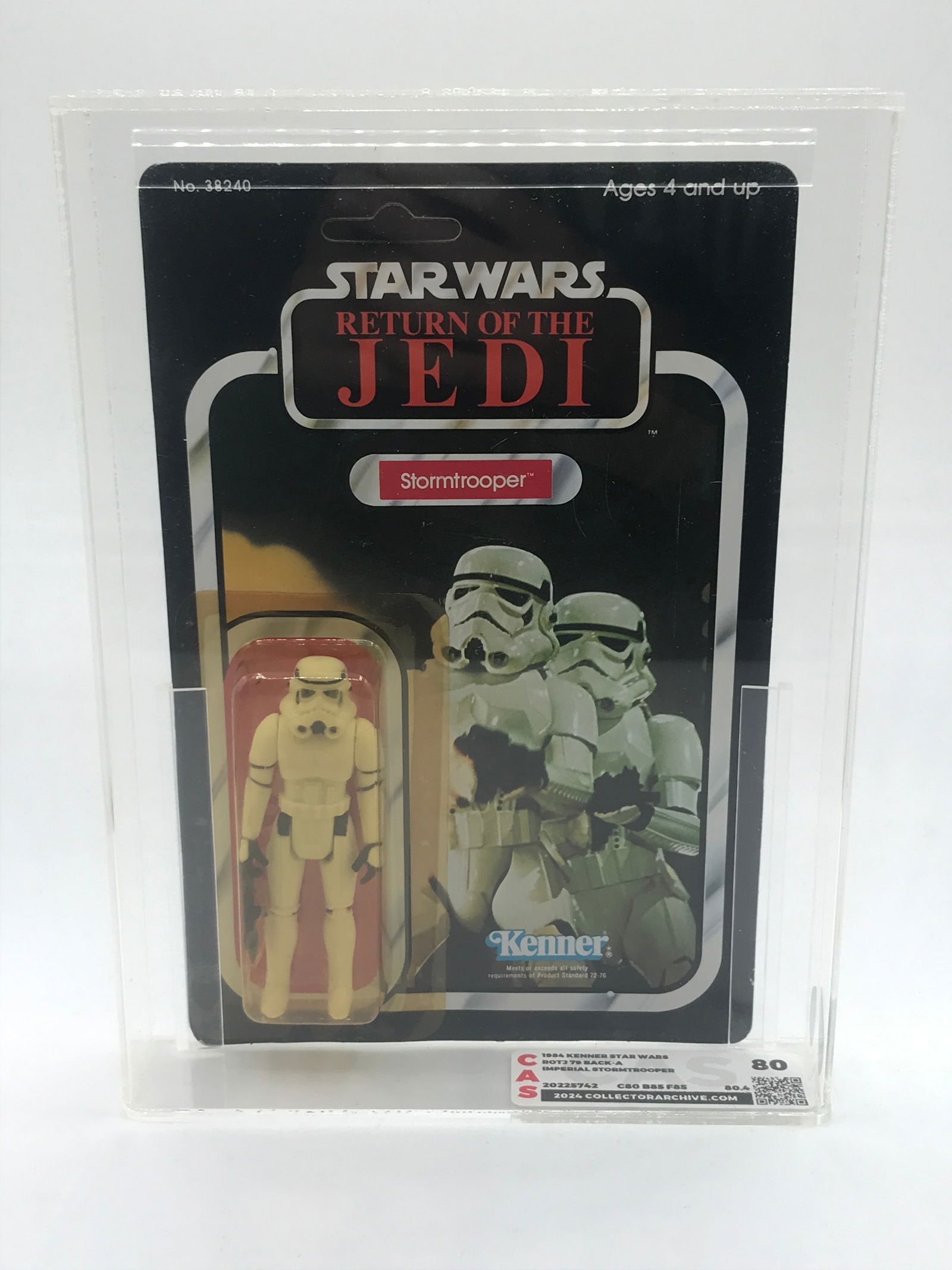 CAS 80 GRADED 1978 KENNER Star Wars STORMTROOPER ACTION FIGURE ON A ROTJ 77 BACK (1 of 4)