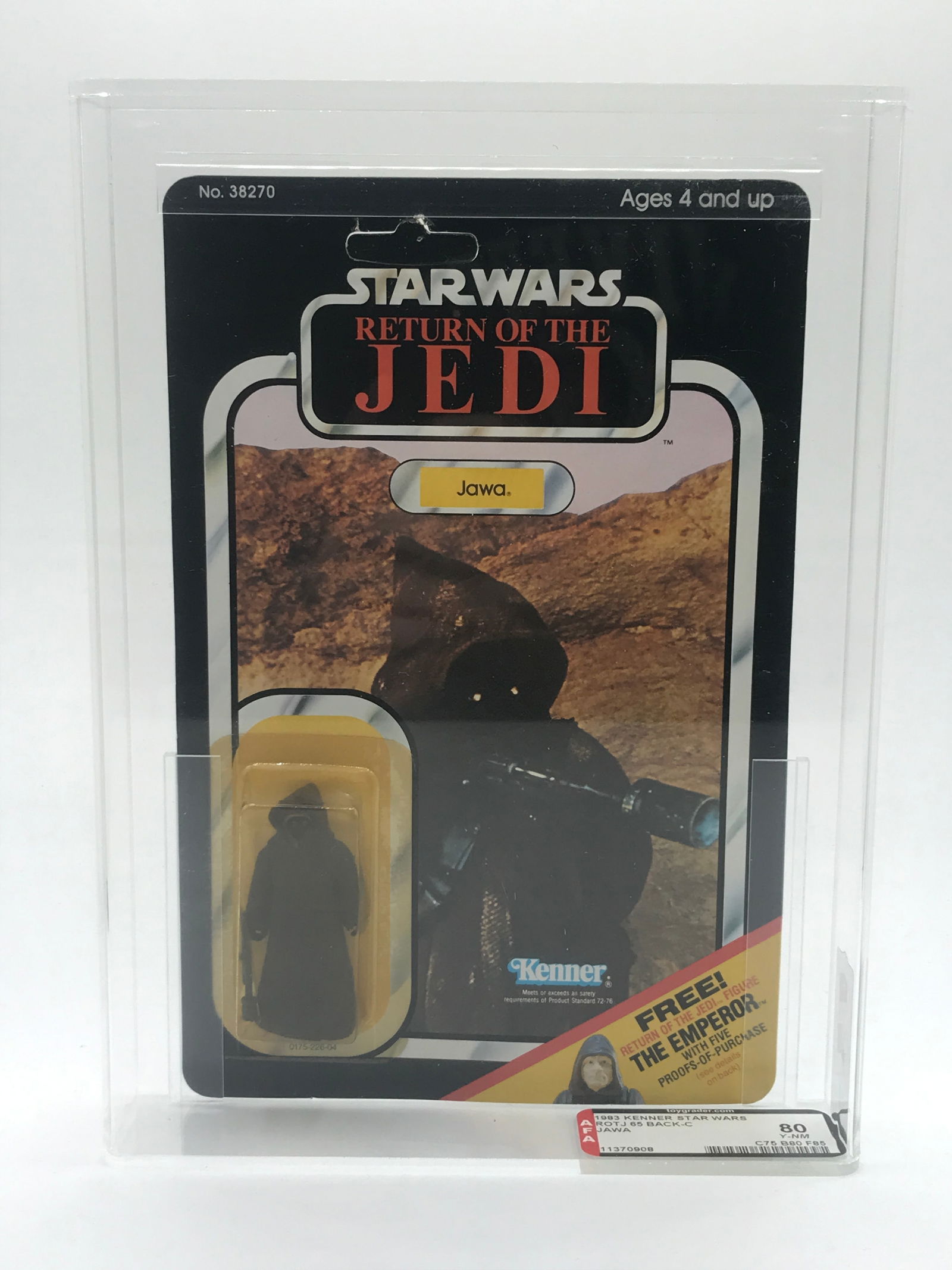 AFA GRADED 80 65 BACK VINTAGE KENNER STARS RETURN OF THE JEDI JAWA ACTION FIGURE ON ORIGINAL CARD (1 of 3)