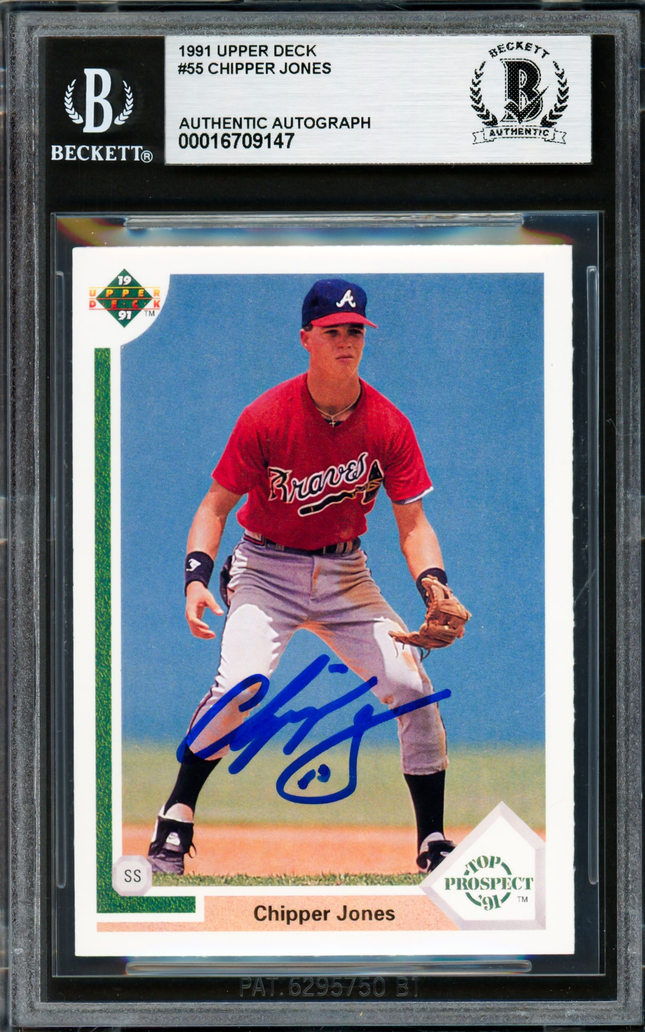 1981 UPPER DECK CHIPPER JONES TOP PROSPECT SIGNED TRADING CARD - BECKETT COA (1 of 2)