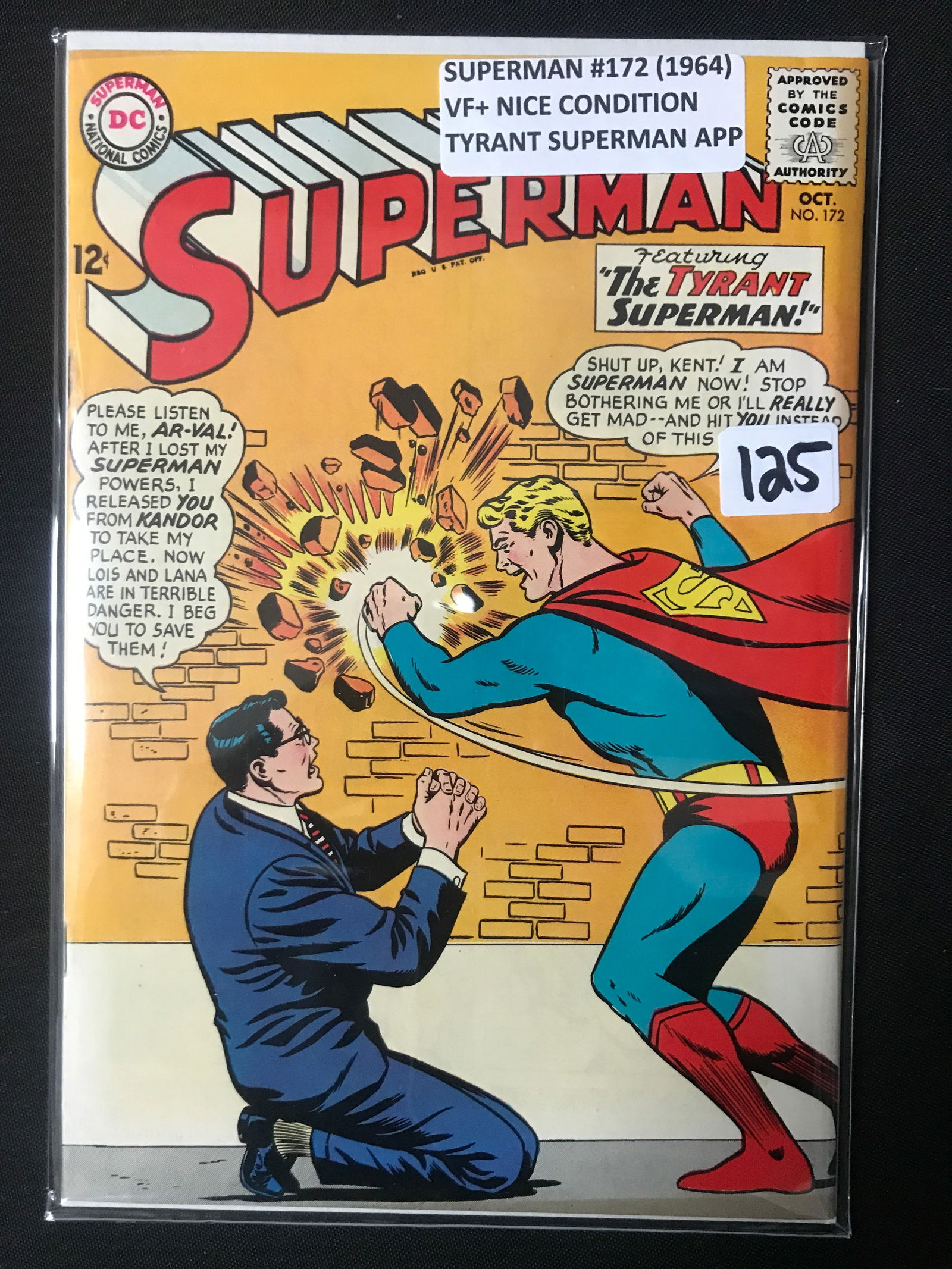 SUPERMAN #172 (1964) TYRANT SUPERMAN APP - DC COMICS (1 of 1)