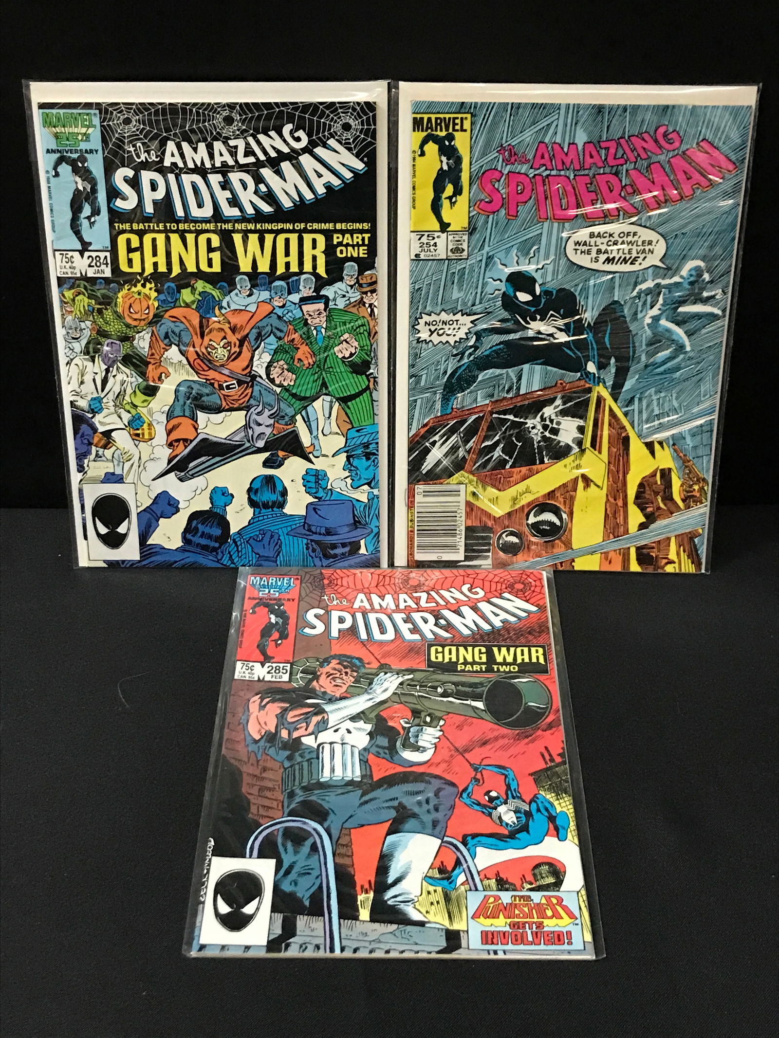 LOT OF 3 AMAZING SPIDERMAN COMICS #254, #284 & #285 - MARVEL COMICS (1 of 1)