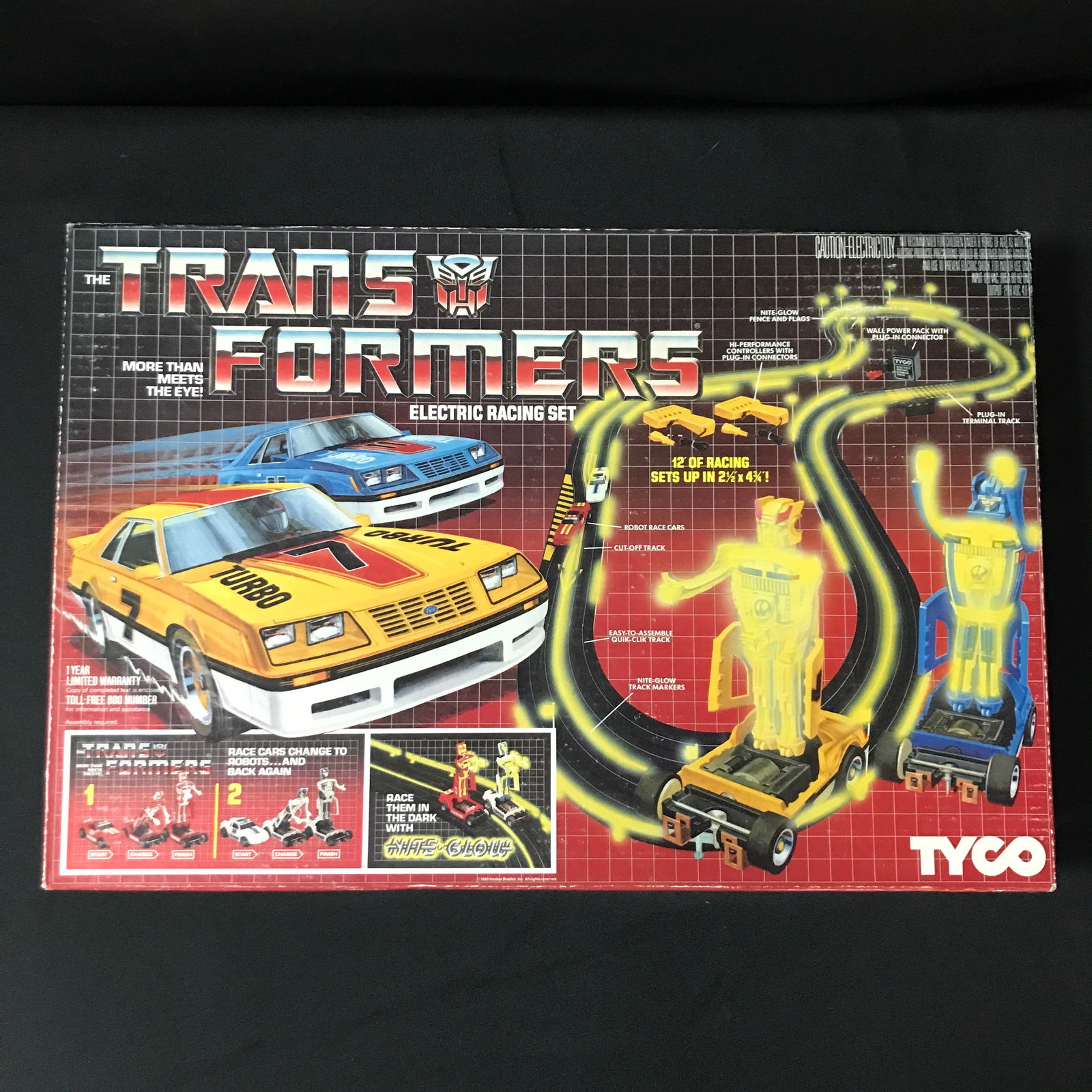 COMPLATE IN MINT CONDITION 1985 TYCO TRANSFORMERS ELECTRIC RACING SET  IN ORIGINAL PACKAGING (1 of 1)