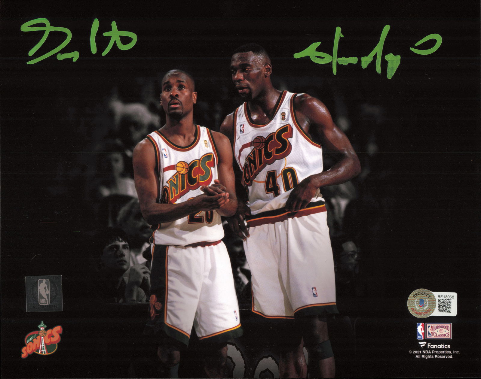 GARY PAYTON & SHAWN KEMP DUAL SIGNED 8X10 - BECKETT COA (1 of 1)