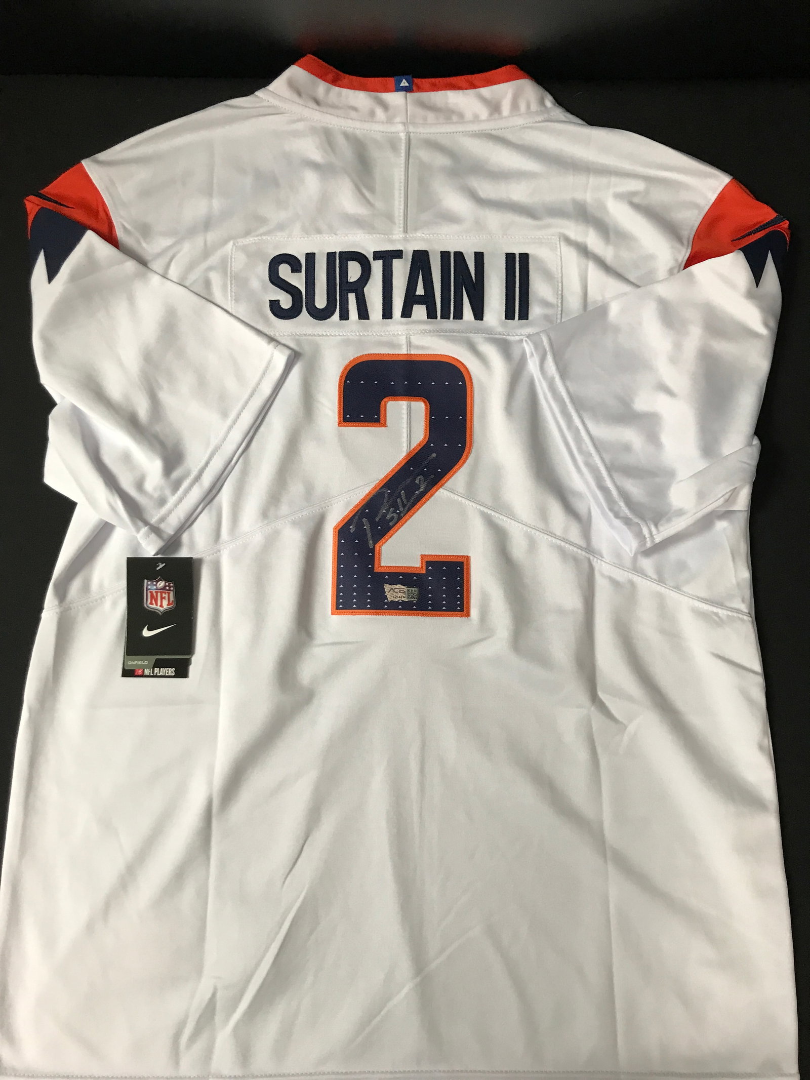 PATRICK SURTAIN II SIGNED DENVER BRONCOS FOOTBALL JERSEY - ACE COA: Prices are in Canadian dollars