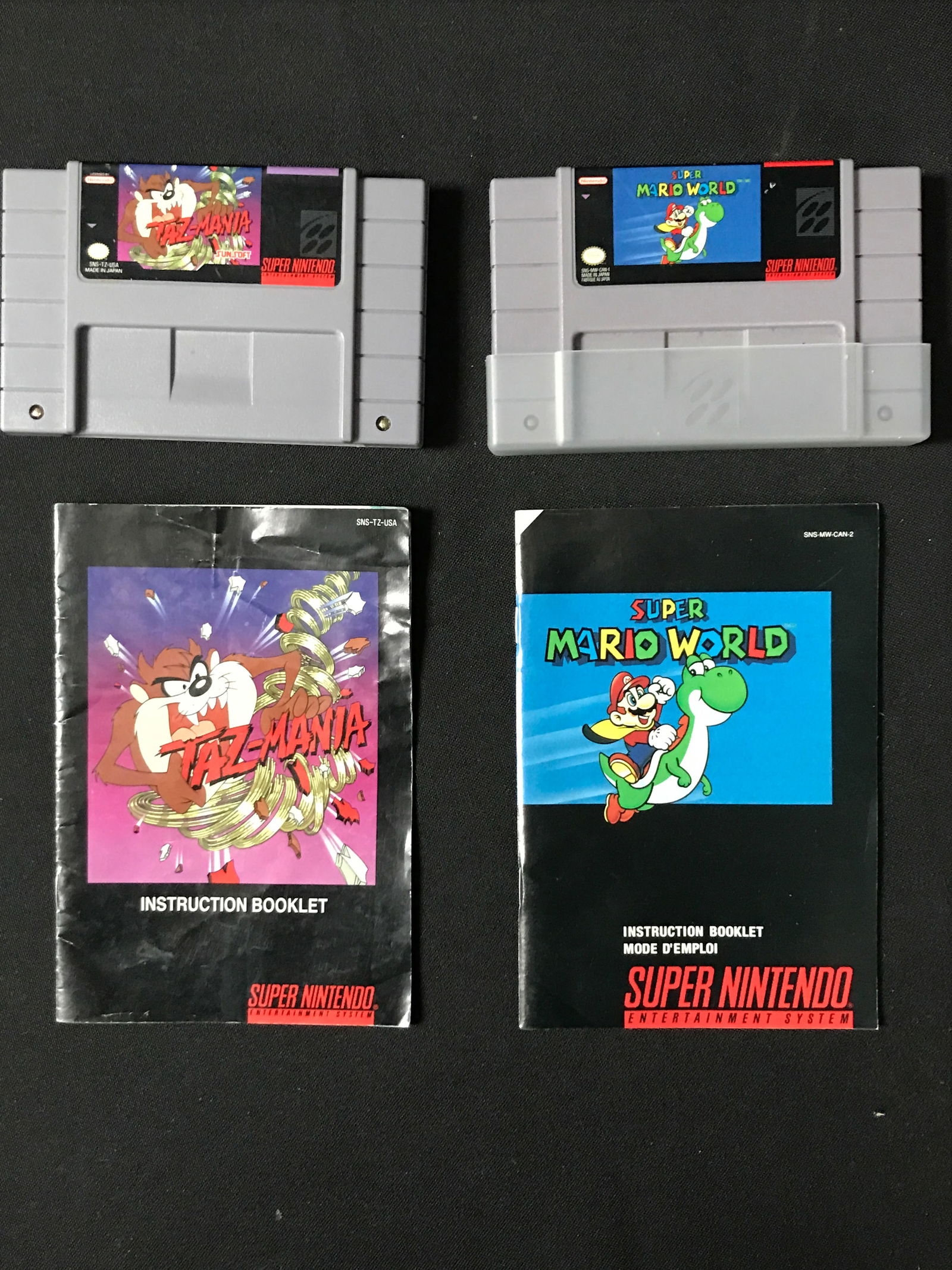 SUPER NINTENDO VIDEO GAME LOT TAZMANIA AND SUPER MARIO WITH MANUALS (1 of 1)