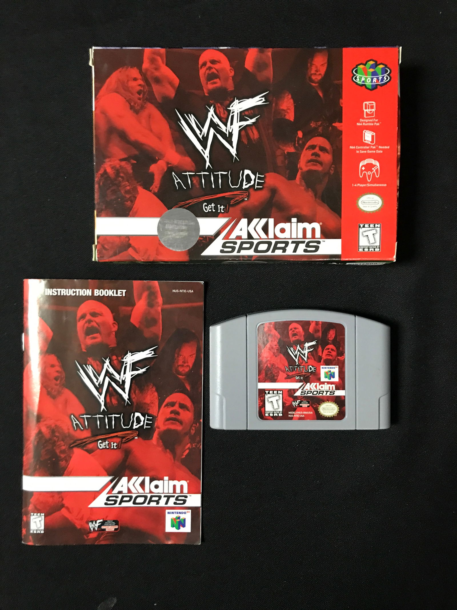 WWF ATTITUDE NINTENDO 64 VIDEO GAME WITH BOX AND MANUAL (1 of 1)