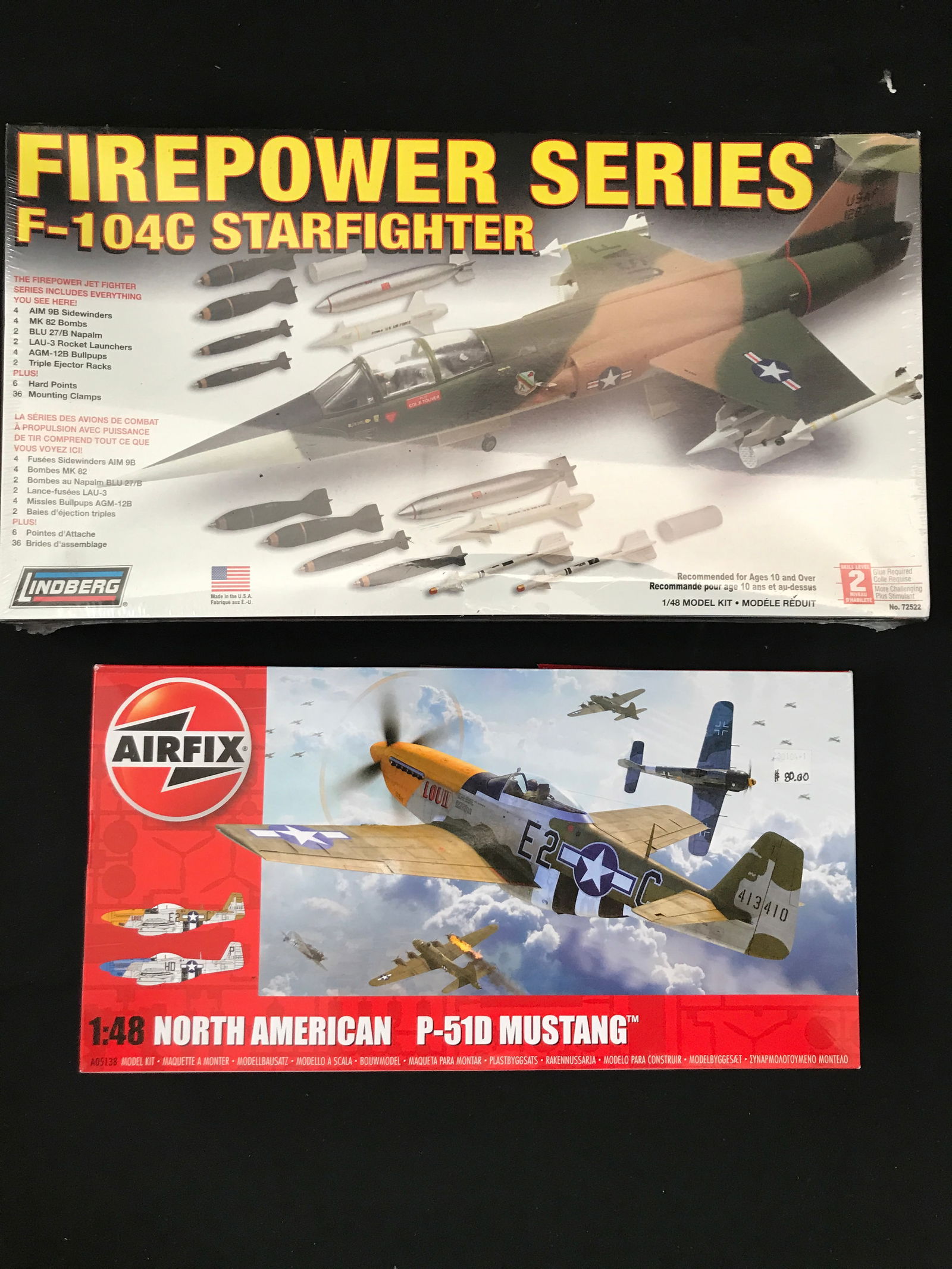 LOT OF 2 HOBBY MILITARY AIRPLANE MODEL KITS IN ORIGINAL PACKAGING: Prices are in Canadian dollars