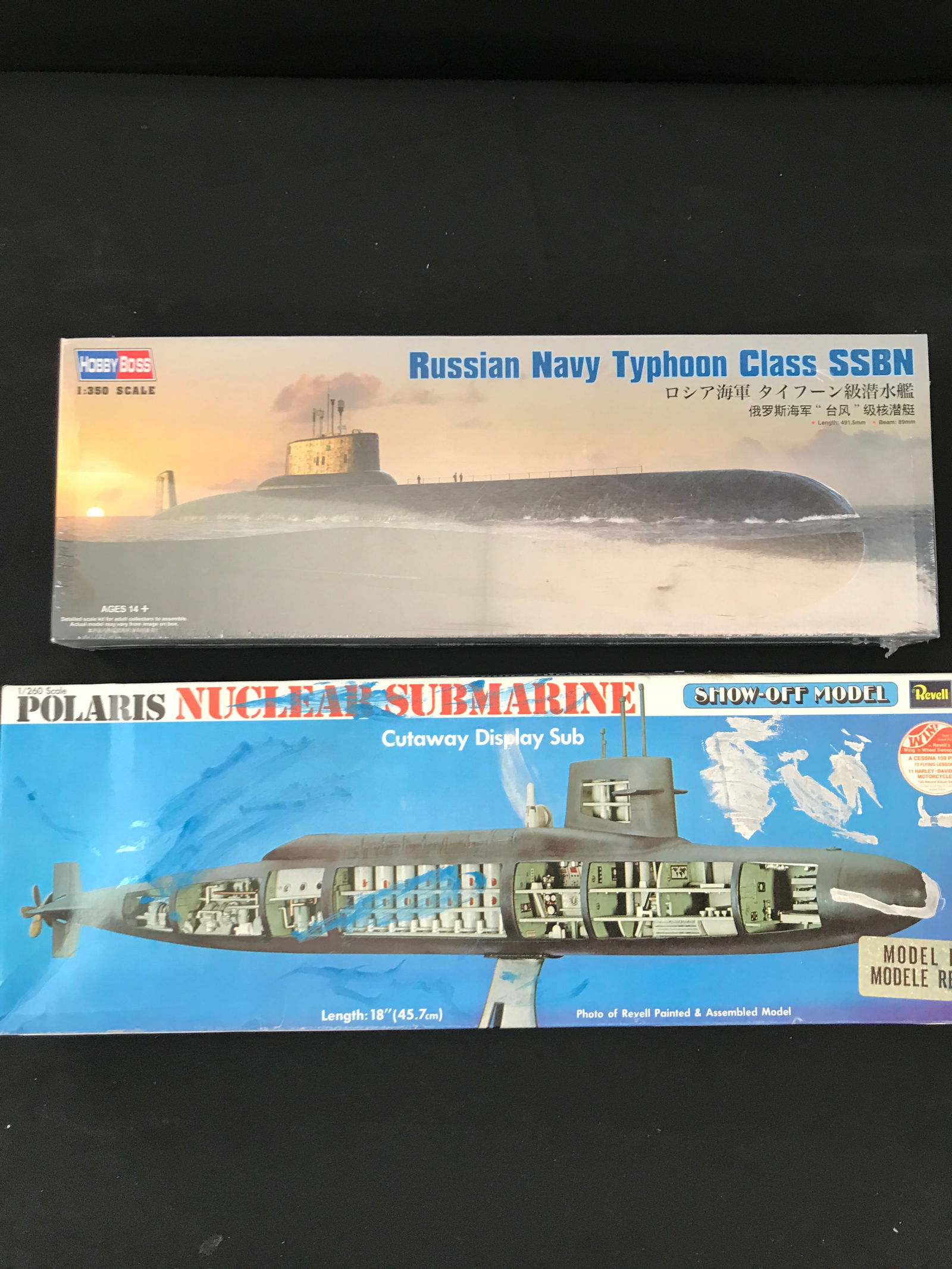 LOT OF 2 HOBBY MILITARY SUBMARINE MODEL KITS IN ORIGINAL PACKAGING: Prices are in Canadian dollars