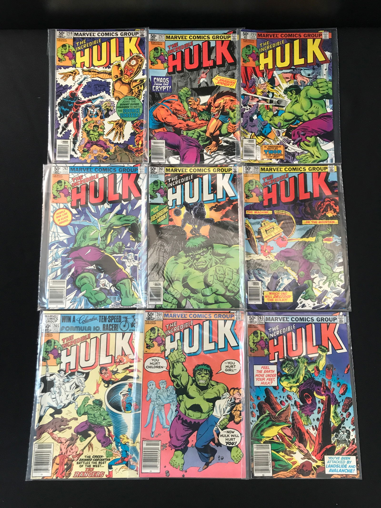 LOT OF 9 Incredible Hulk COMICS - MARVEL COMICS (1 of 1)