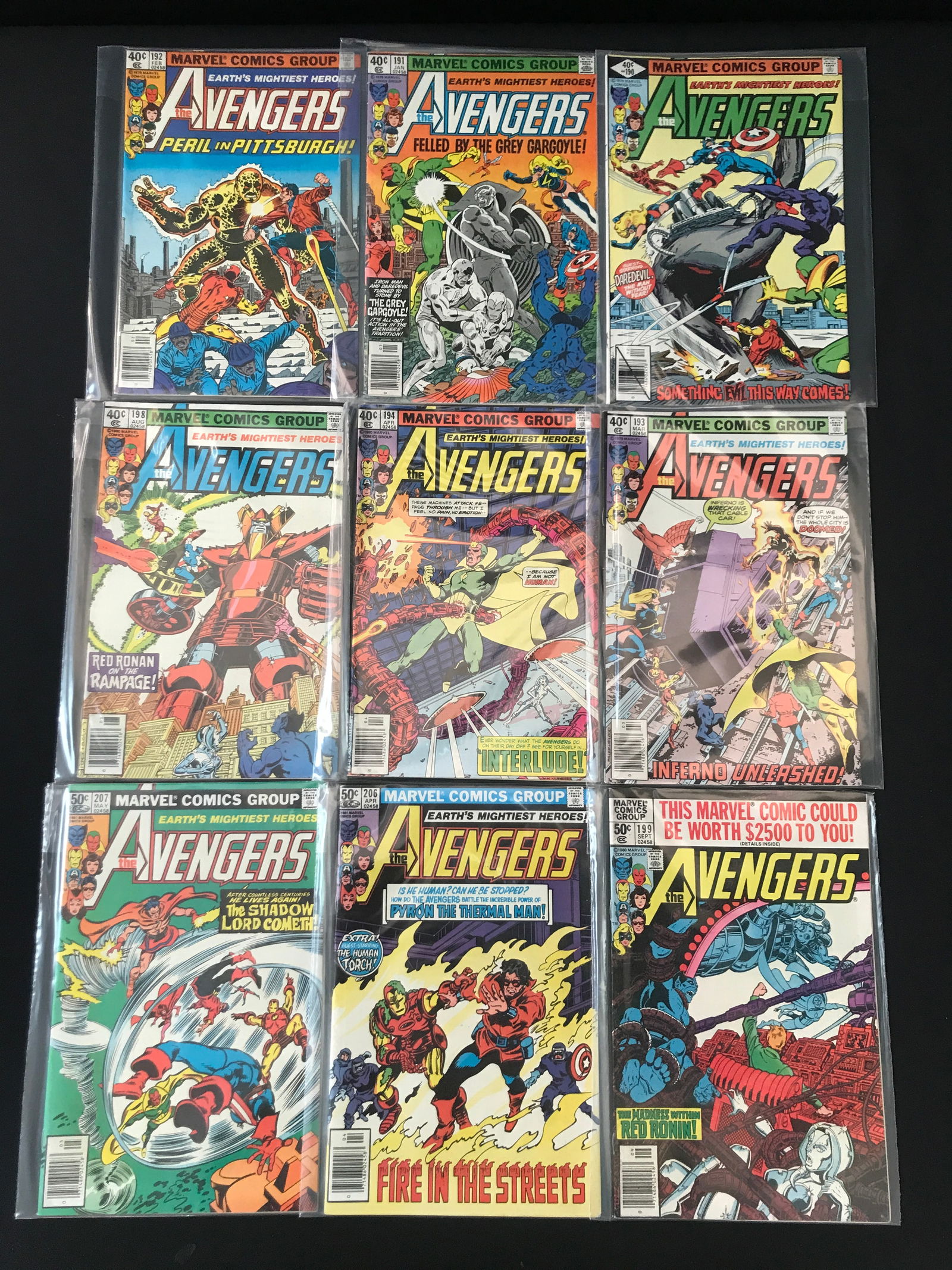 LOT OF 9 AVENGERS COMICS - MARVEL COMICS: Prices are in Canadian Dollars