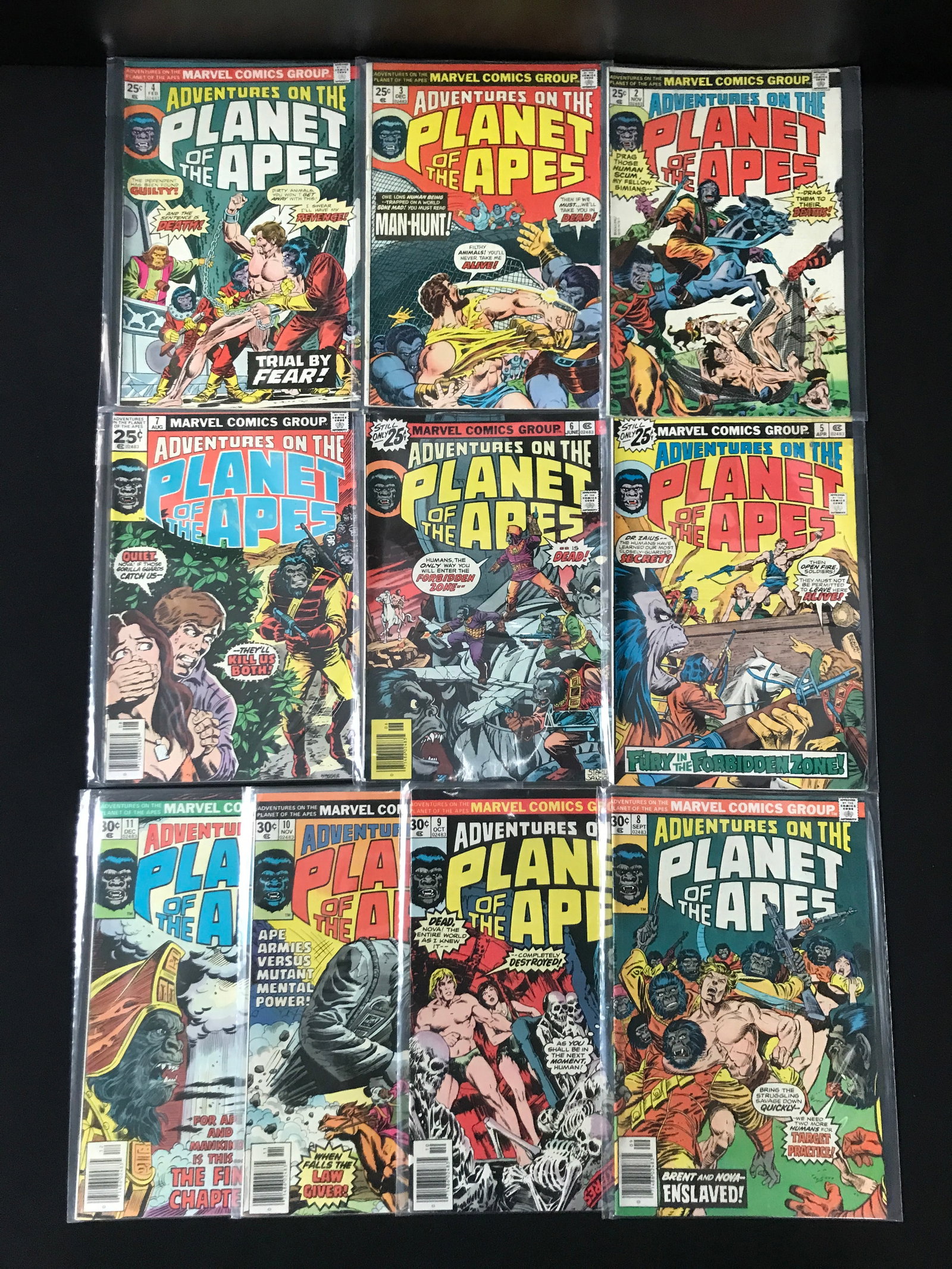 LOT OF 10 ADVENTURES ON THE PLANET OF THE APES COMICS - MARVEL COMICS: Prices are in Canadian Dollars