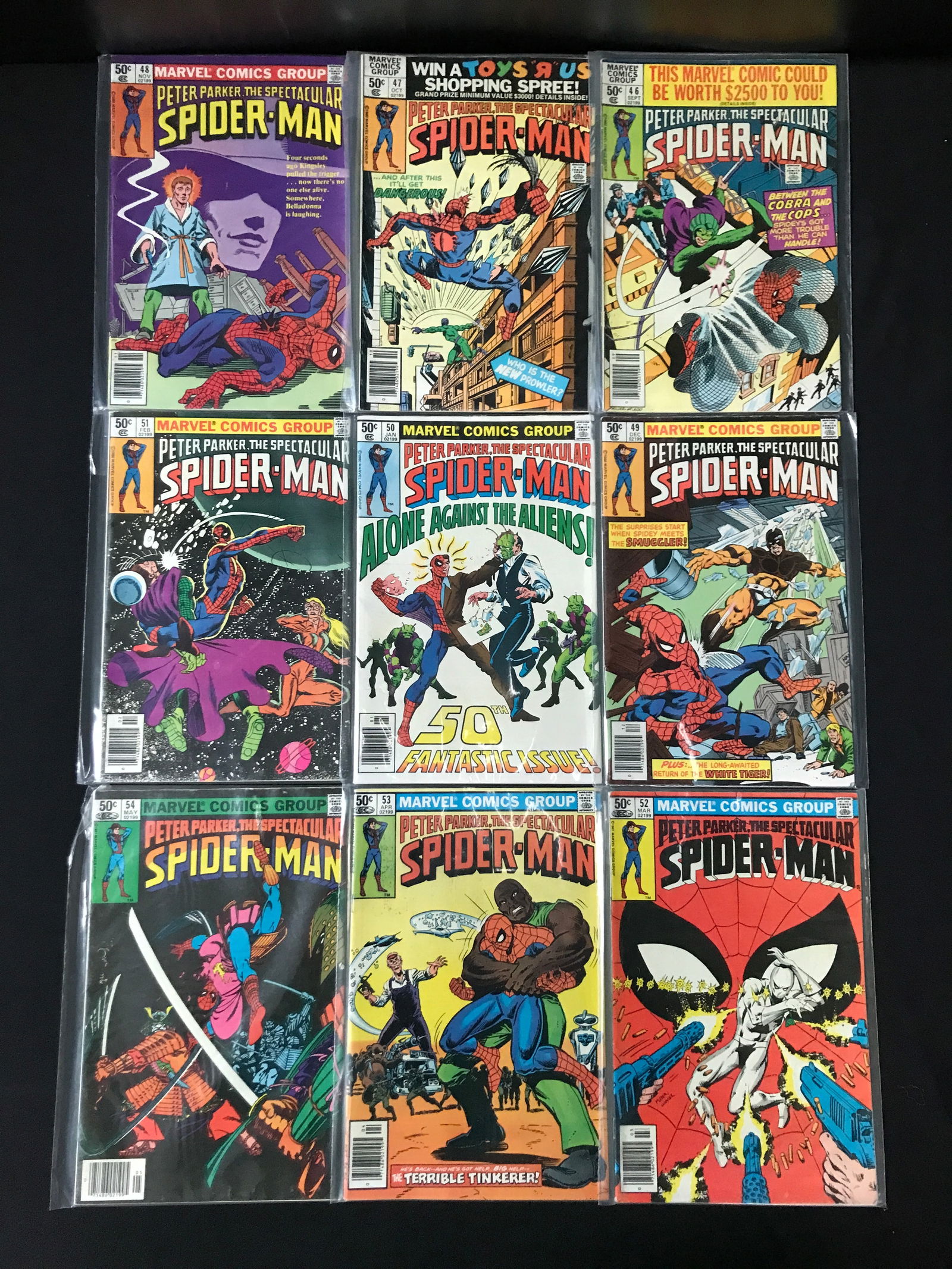 LOT OF 9 PETER PARKER THE SPECTACULAR SPIDERMAN COMICS - MARVEL COMICS (1 of 1)