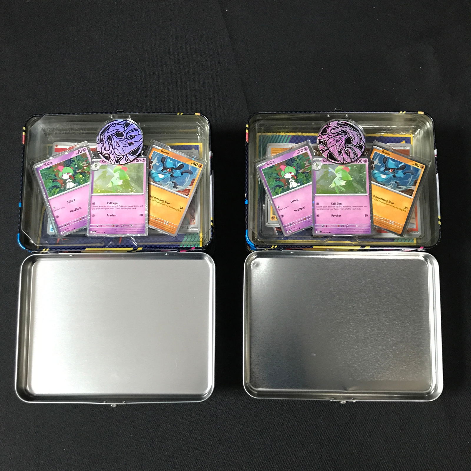 2 LOTS OF POKEMON TCG TINS WITH CARDS: Prices are in Canadian dollars