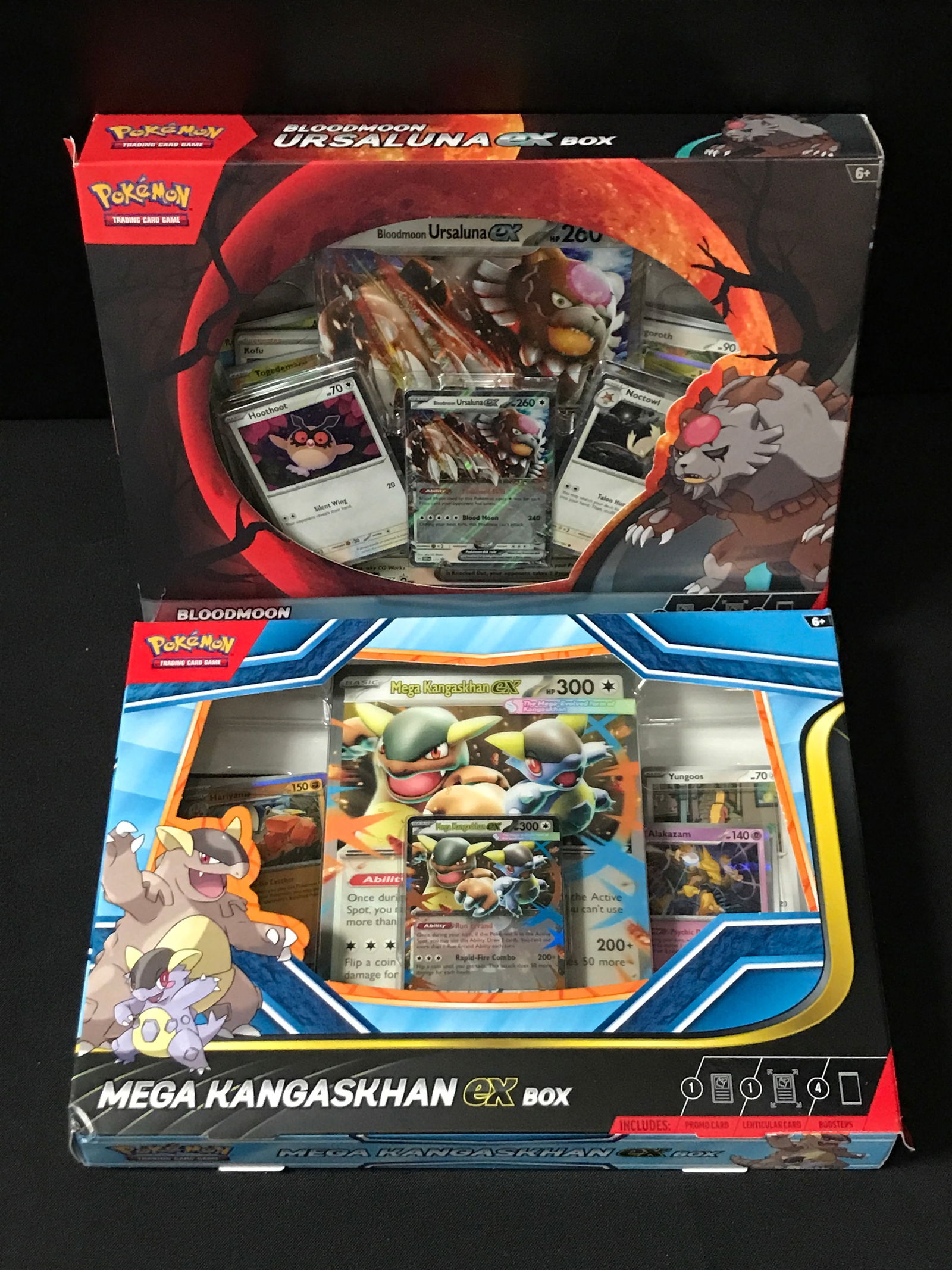 LOT OF 2 POKEMON TCG MEGA KANGASKHAN AND BLOODMOON URSALUNA TRADING CARD BOXES (1 of 1)