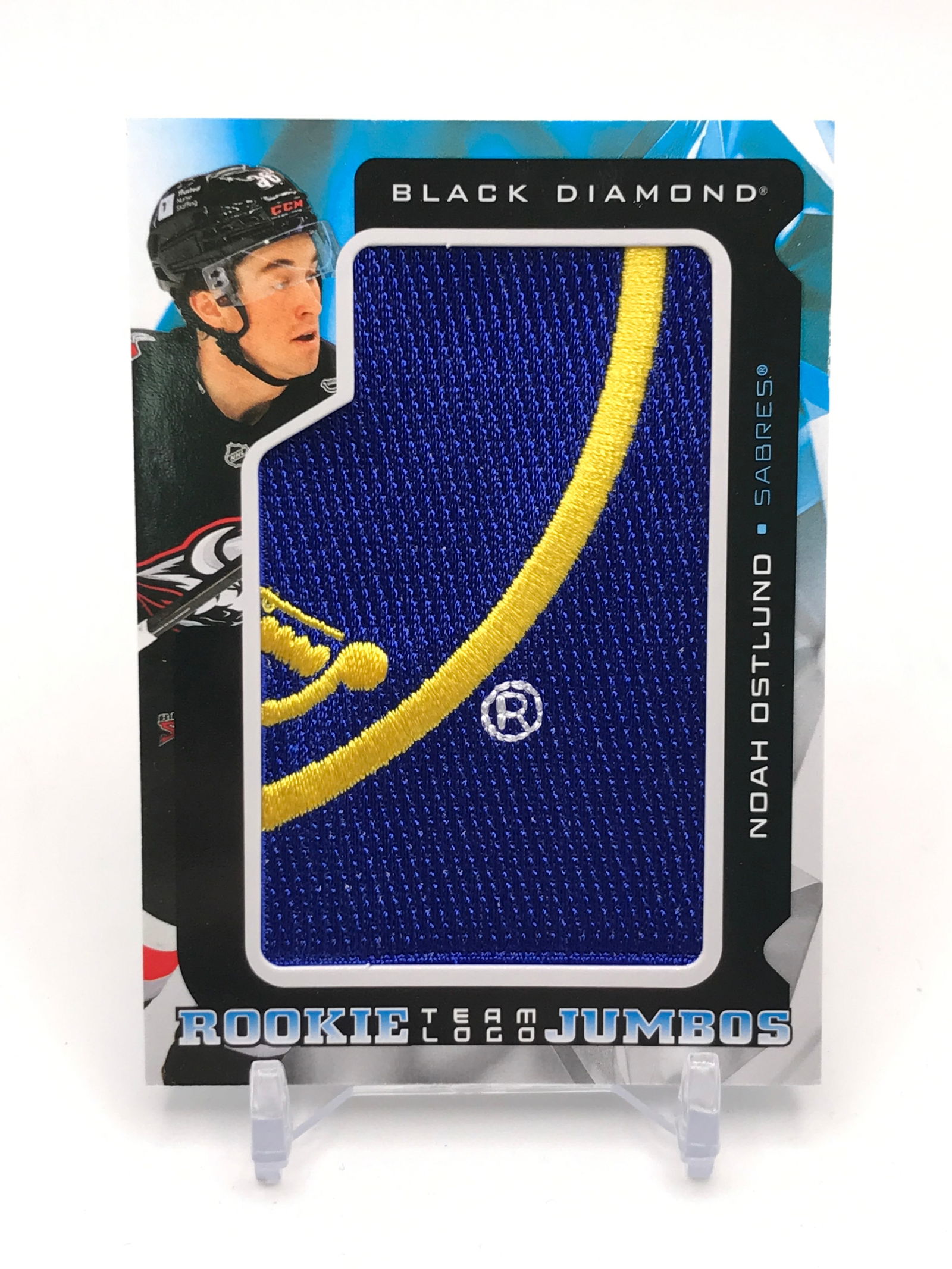 2025-26 UPPER DECK BLACK DIAMOND NOAH OSTLUND ROOKIE TEAM LOGO JUMBO HOCKEY TRADING CARD (1 of 2)