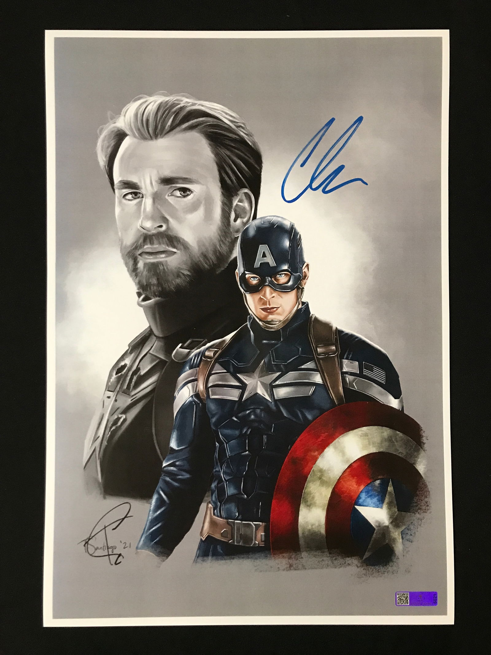 CHRIS EVANS SIGNED CAPTAIN AMERICA 11 X 18 PRINT (CELELBRITY AUTHENTICS COA) (1 of 1)