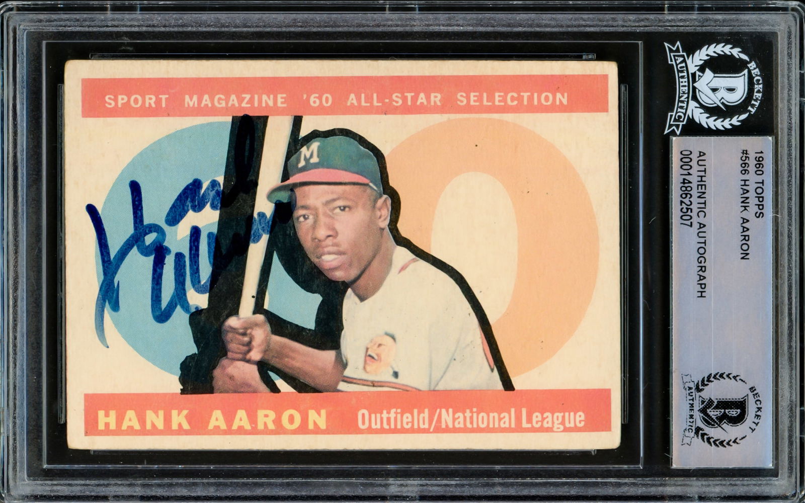 1960 TOPPS HANK AARON SIGNED TRADING CARD - BECKETT COA (1 of 2)
