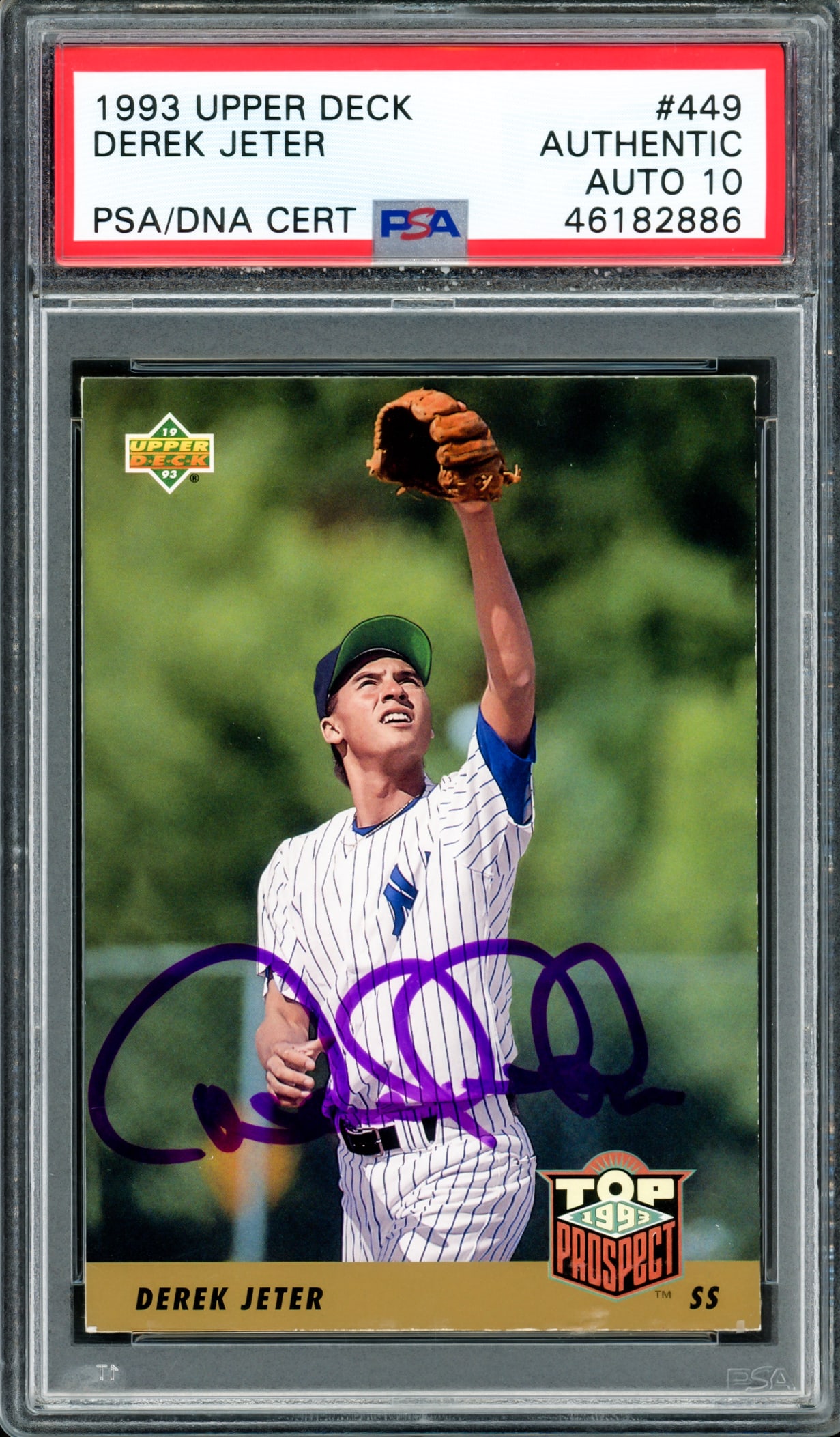 1993 UPPER DECK DEREK JETER SIGNED TRADING CARD - PSA/DNA GRADE 10 (1 of 2)