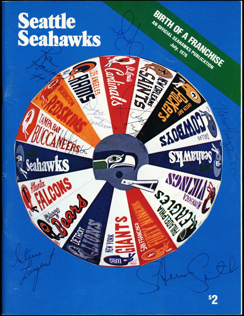 1976 Seattle Seahawks Inaugural Season Team Autographed Yearbook With 8 Signatures BECKETT COA (1 of 1)