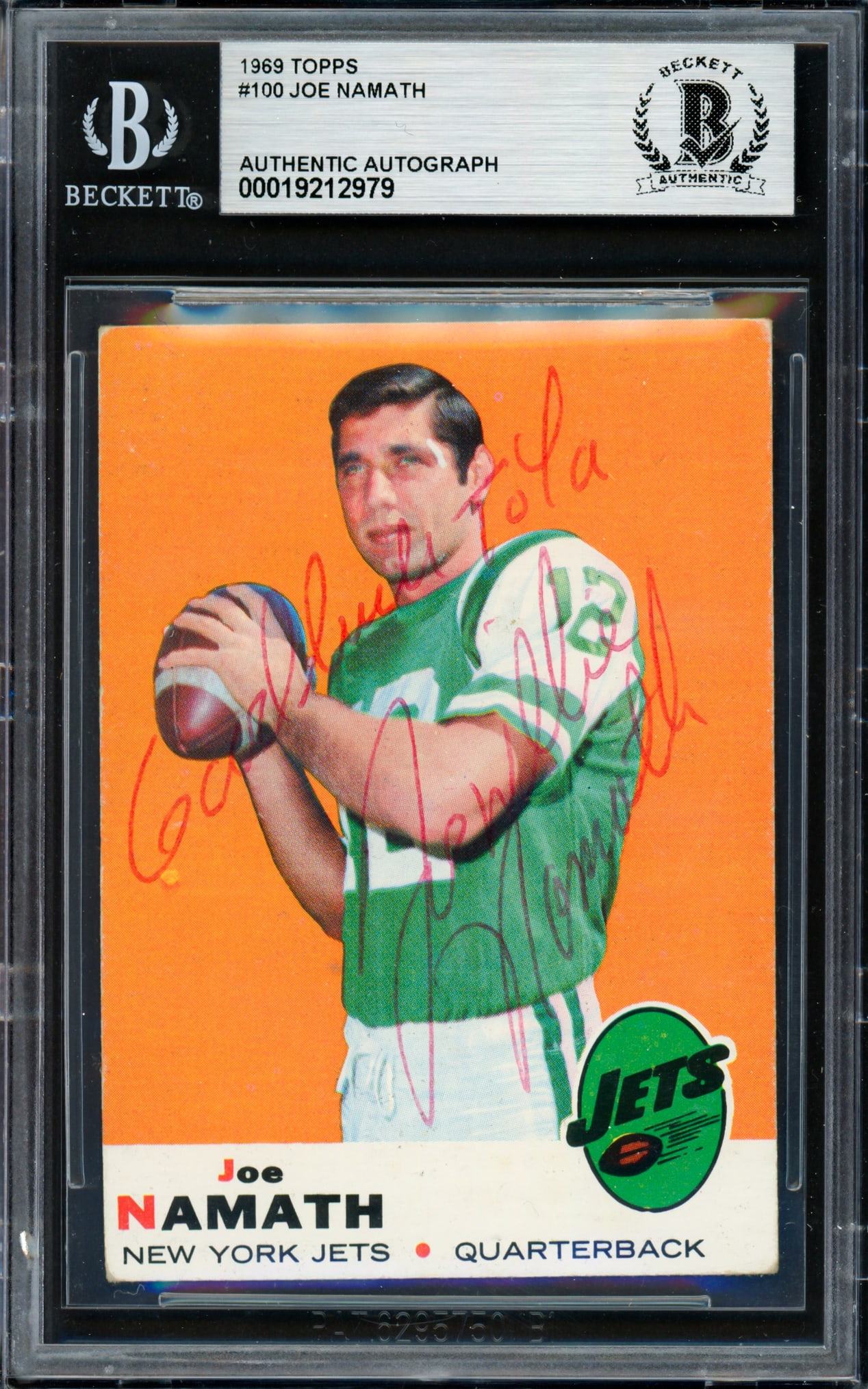 1969 TOPPS JOE NAMAYH SIGNED TRADING CARD - BECKETT COA (1 of 2)