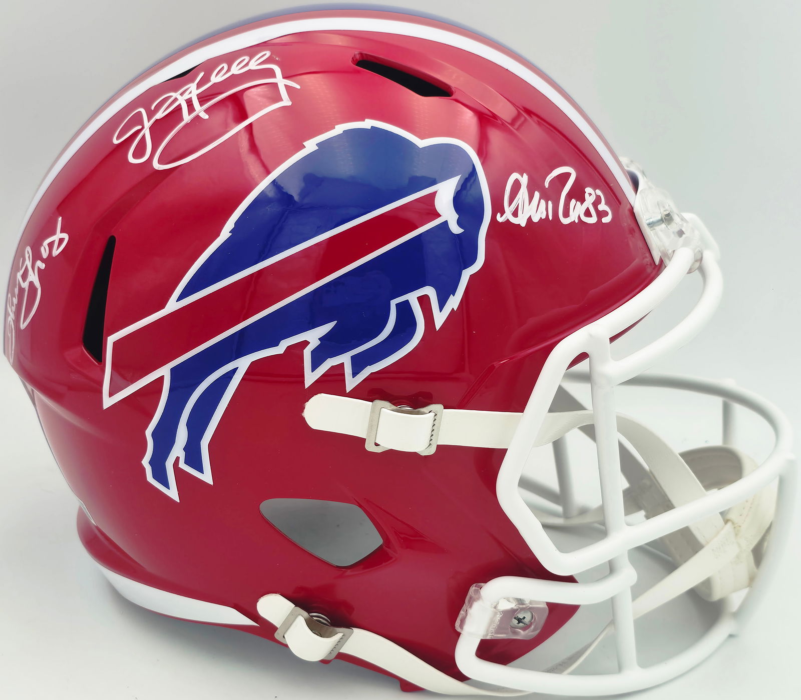 Jim Kelly, Thurman Thomas Andre Reed Signed Buffalo Bills Red Full Size (Beckett COA) (1 of 4)