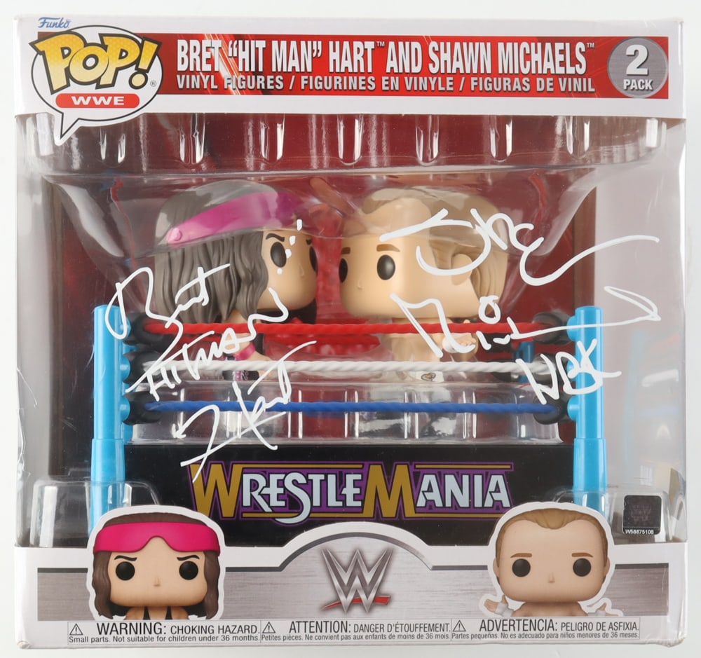 BRETT THE HITMAN HART AND SHAWN MICHAELS DUAL SIGNED FUNKO POP - FANATICS COA (1 of 2)