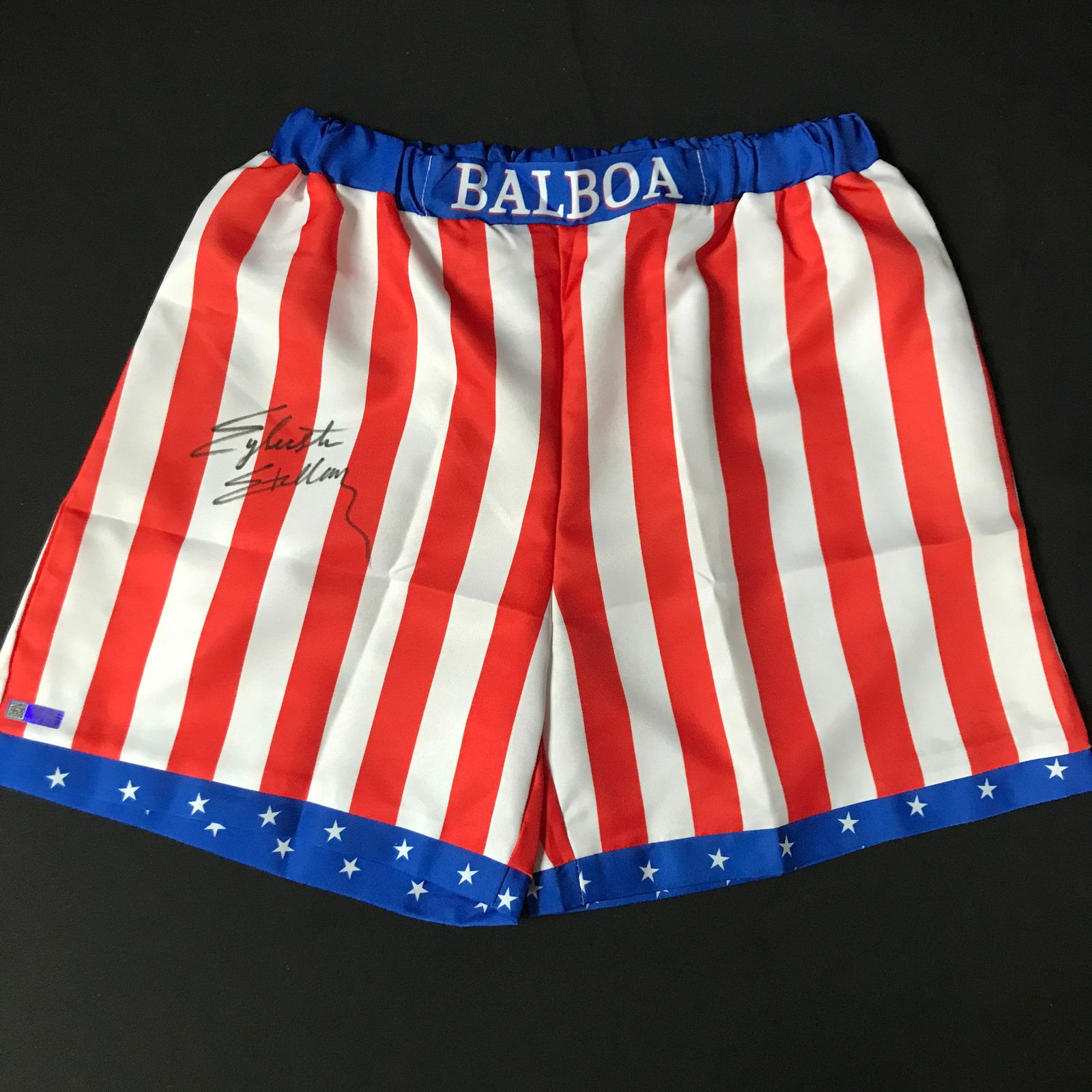 SYLVESTER STALLONE SIGNED ROCKY TRUNKS - CELEBRITY COA: Prices are in Canadian dollars