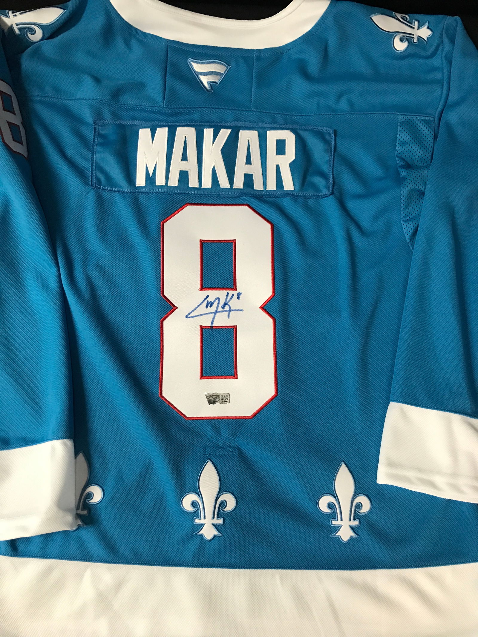 CALE MAKAR SIGNED (QUEBEC NORDIQUES) COLORADO AVALANCHE HOCKEY JERSEY - ACE COA (1 of 3)
