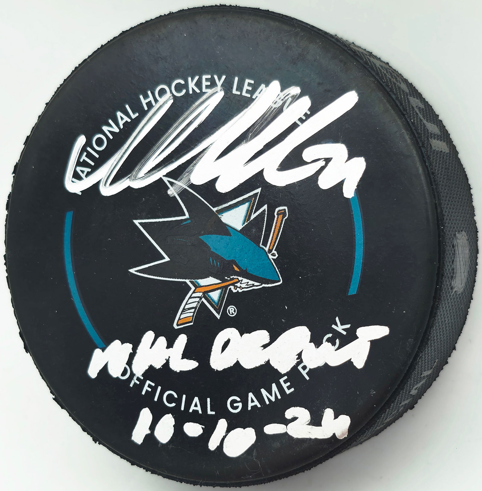 MACKLIN CELEBRINI SIGNED SAN JOSE SHARKS PUCK (FANATICS COA) (1 of 2)