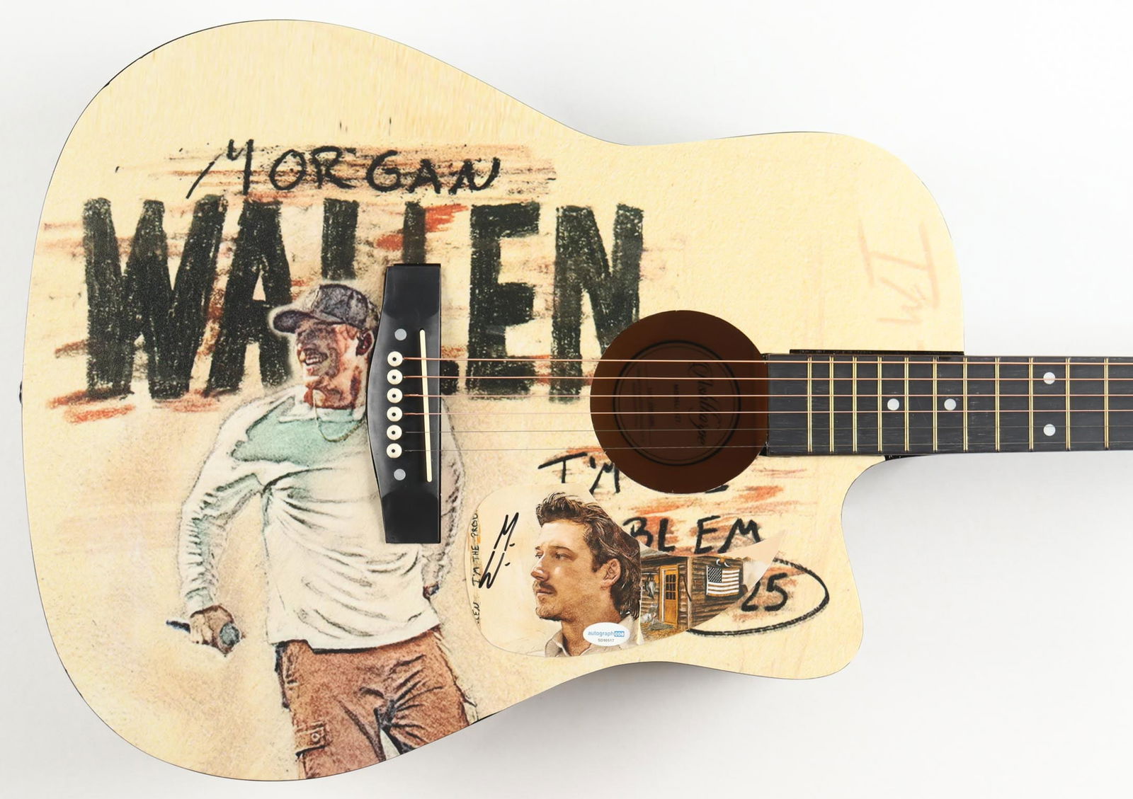 MORGAN WALLEN SIGNED ACOUSTIC GUITAR - ACOA COA (1 of 3)