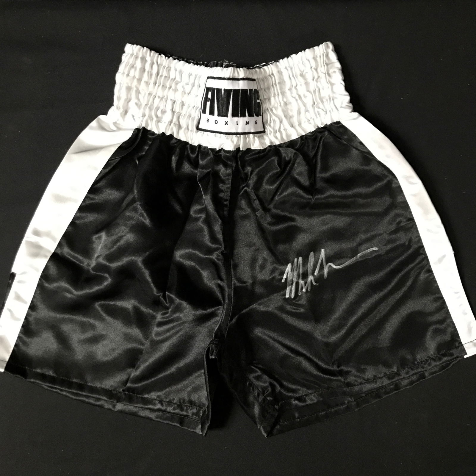 Mike Tyson SIGNED BLACK BOXING TRUNKS - WWOC COA (1 of 2)